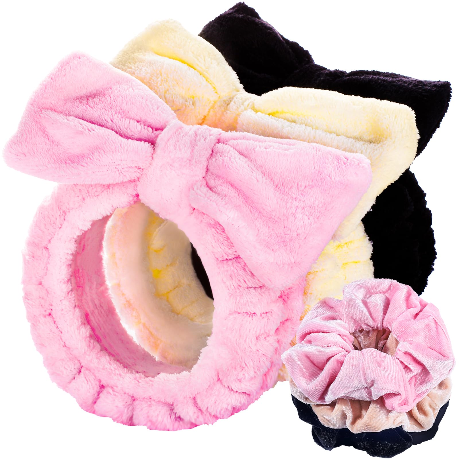 LEOBRO Spa Headband for Washing Face, Makeup Headband, Skincare Headband, Face Wash Headband, Pink White Black Headbands for Wom