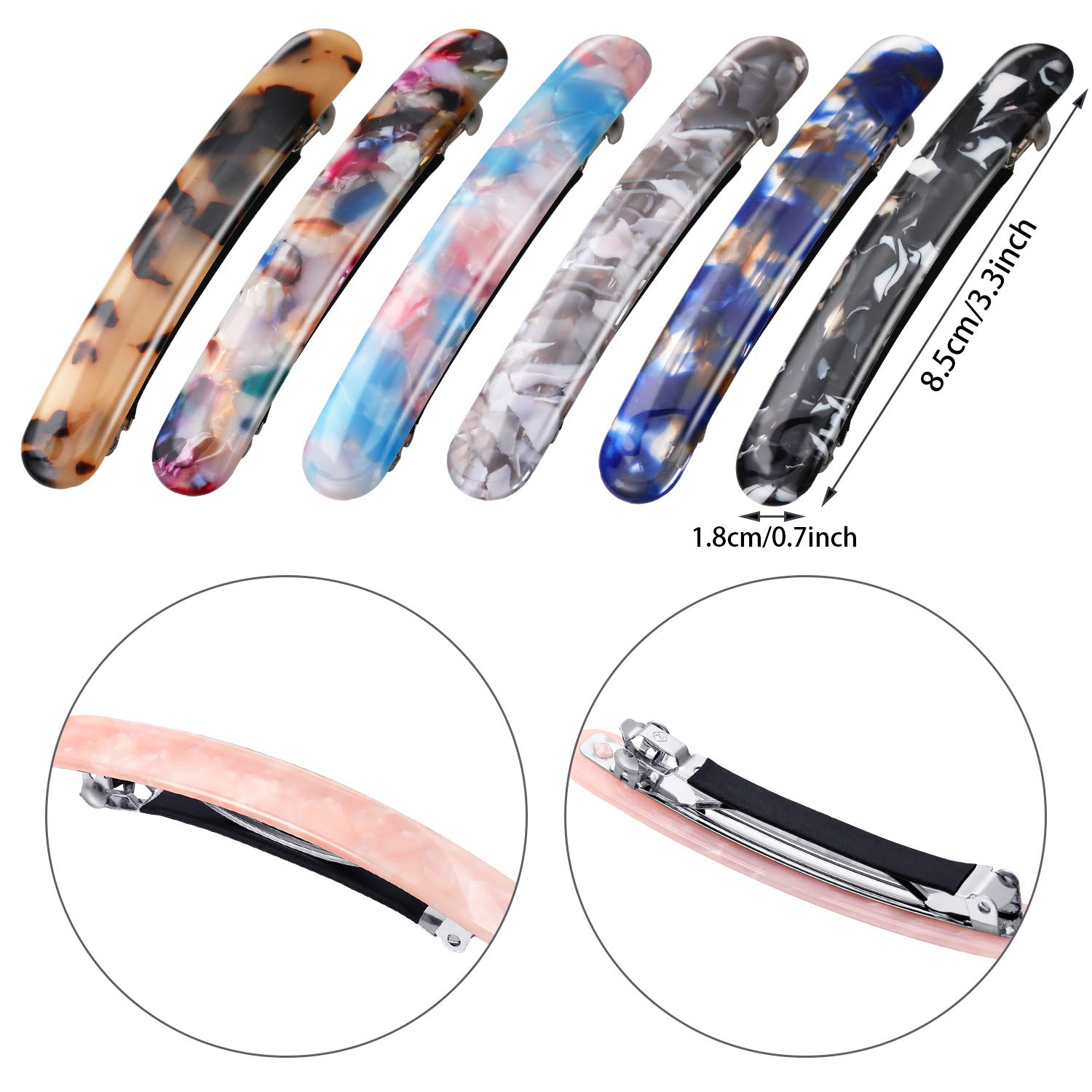 12 Pieces Hair Barrettes For Women Tortoise Shell Hair Barrettes Acetate French Skinny Hair Clip Automatic Ponytail Barrettes Fo