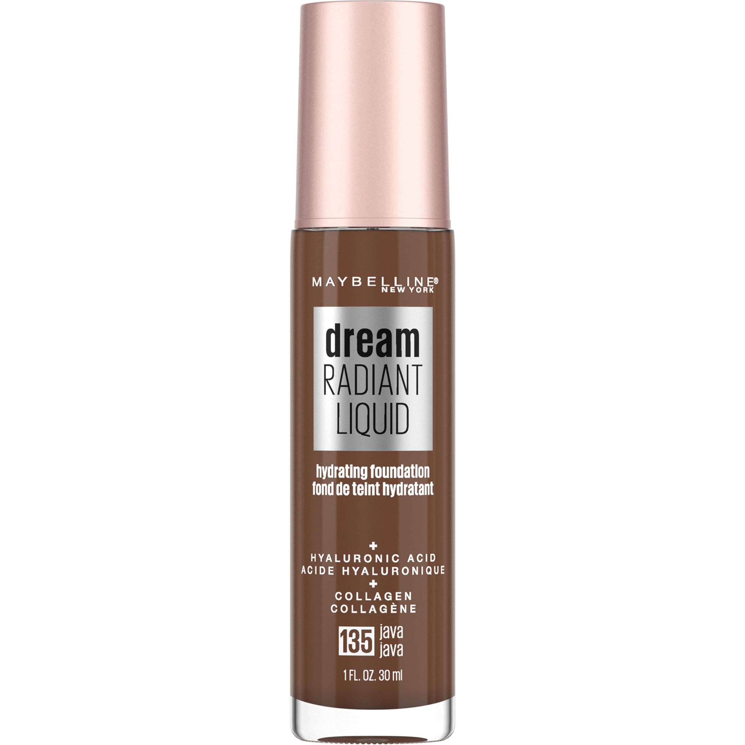 Maybelline Dream Radiant Liquid Medium Coverage Hydrating Makeup, Lightweight Liquid Foundation, Java, 1 Count
