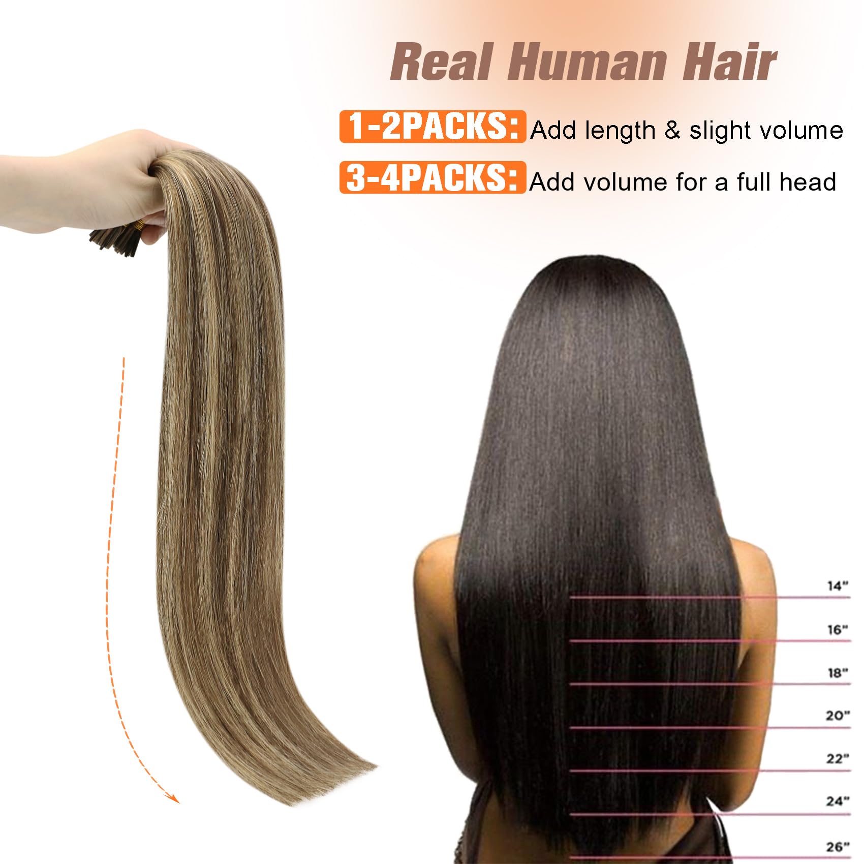 Sunny I Tip Hair Extensions Human Hair Brown Highlight Itip Hair Extensions Medium Brown Highlight Blonde I Tip Human Hair Exten