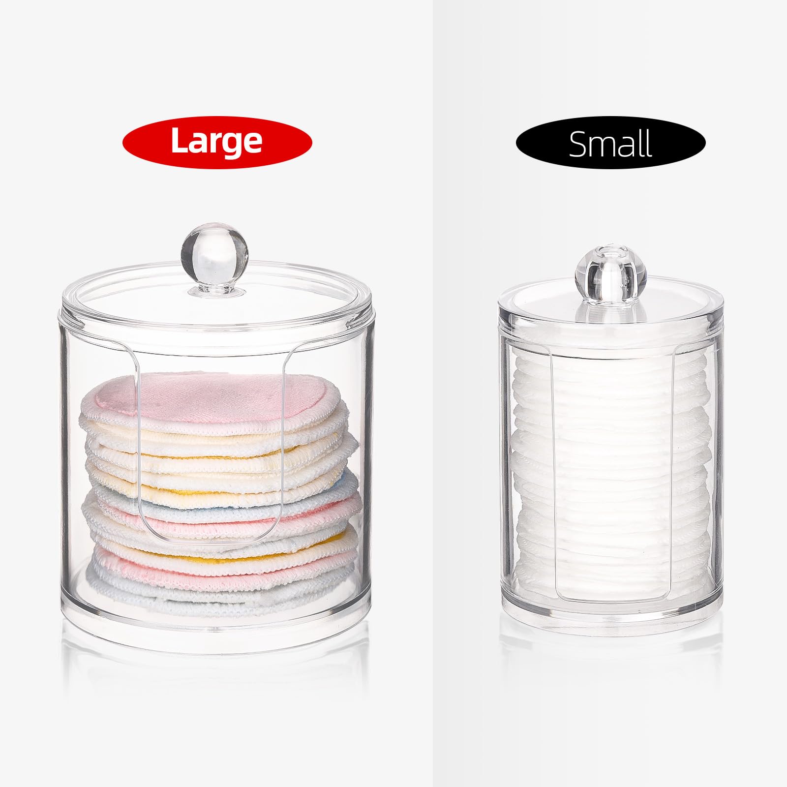 Tbestmax Plastic Cotton Round Holder and Dispenser, Clear Cotton Pads Storage Bathroom Canister Vanity Makeup Organizer