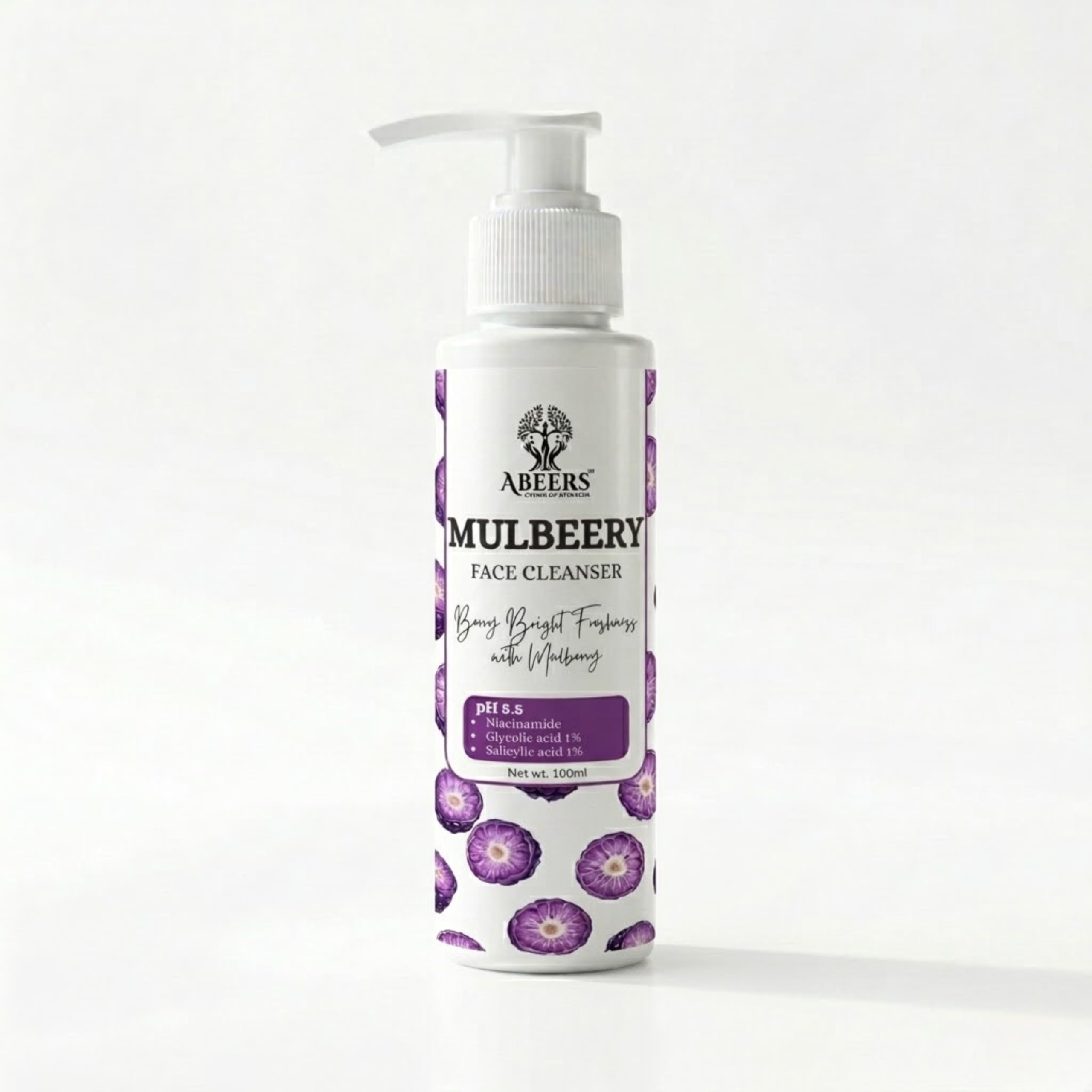 Mulberry Face Cleanser | Brightening Face Wash With Mulberry Extract, Niacinamide & Glycolic Acid | Helps Reduce Dark Spots & Du