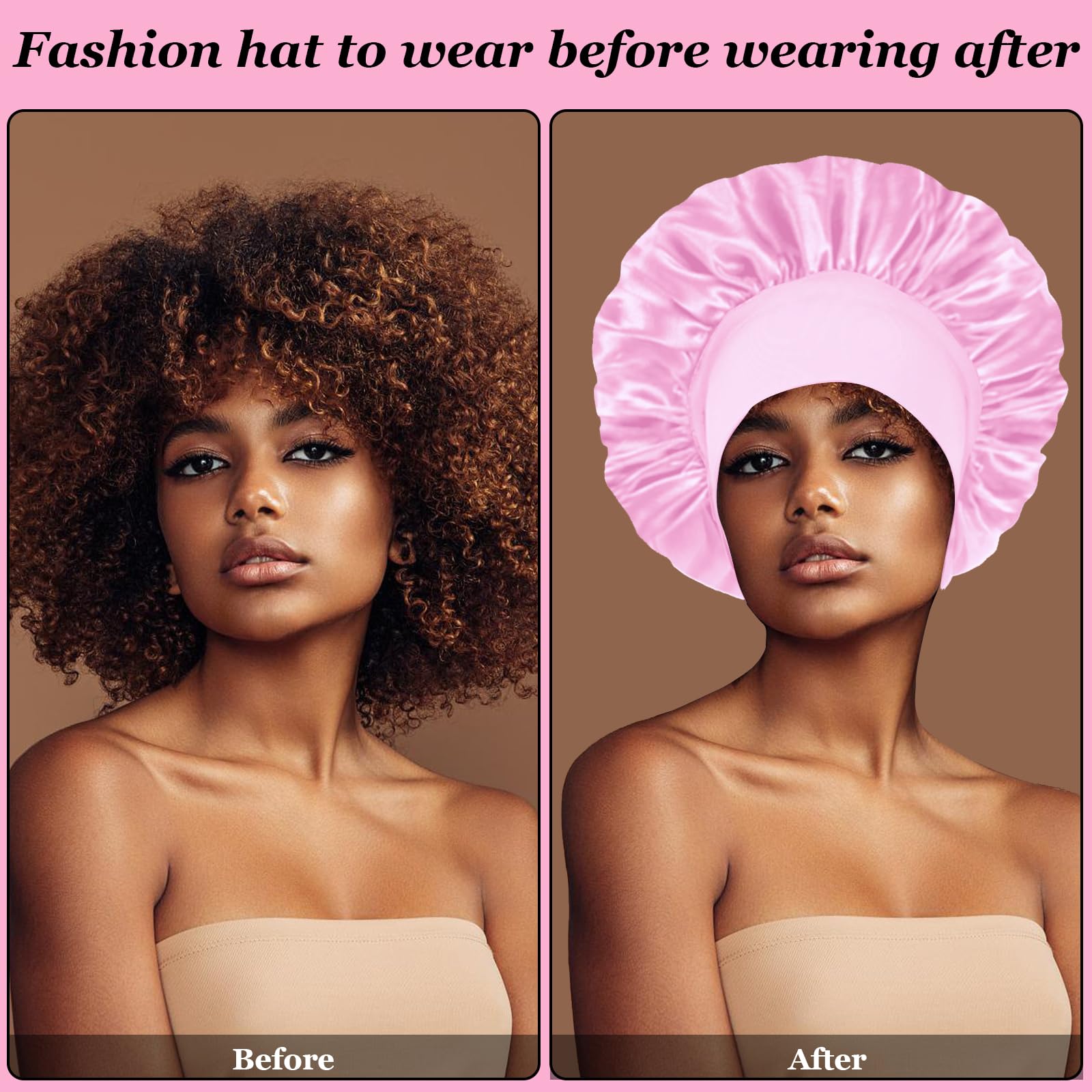 4Pcs Satin Hair Bonnet For Sleeping,Bonnets For Black Women Men,Silk Bonnet For Sleeping,Hair Wrap Cap For Curly Hair,Elastic Wi