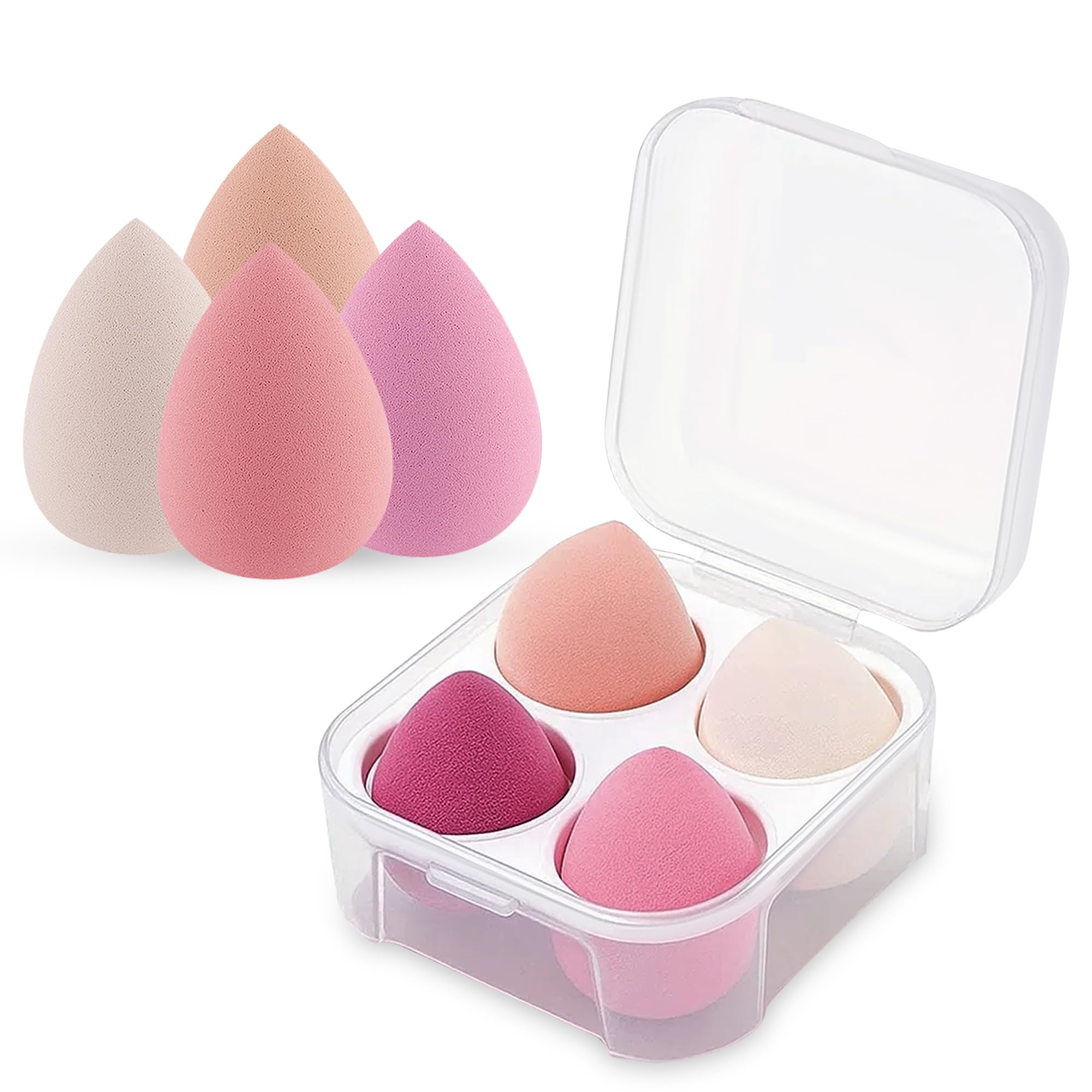 Glun Makeup Sponge Set 4 Pack Micro Porous Low Absorption Soft Latex Free Foundation Beauty Sponges & Blenders For Powder Cream,