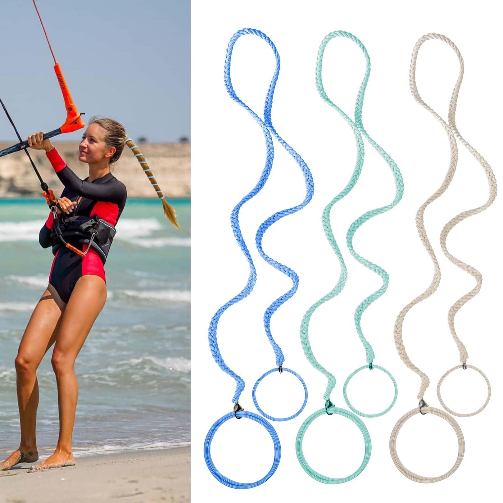 3 Packs Elastic Hair Ties No Damage For Thick Hair, Workout Hair Bands For Water Wind Sports Strong Ponytail Holders For Women G