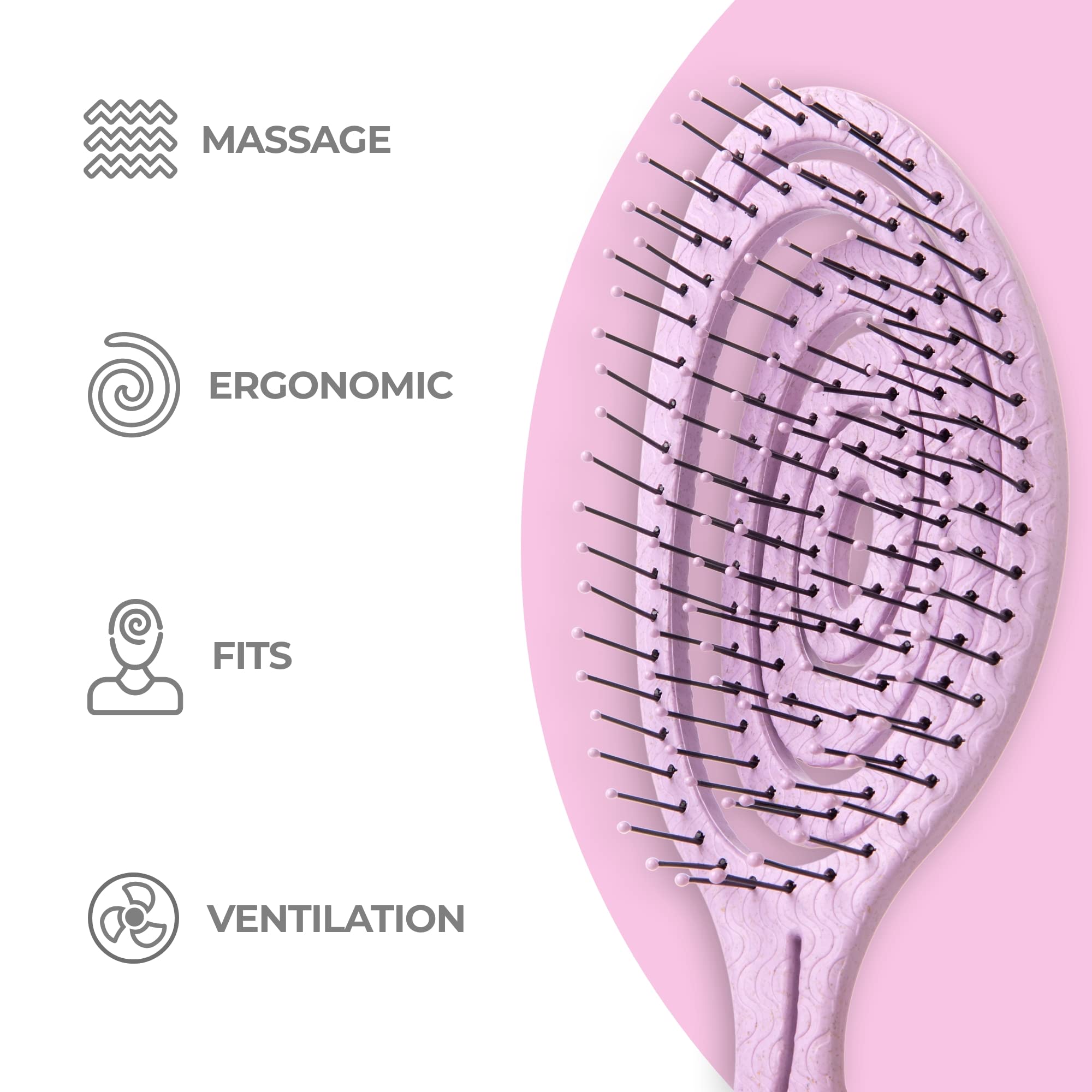 Ninabella Organic Detangling Hair Brush for Women, Men & children - Does not Pull on Hair - Hair Straightening Brushes for Strai