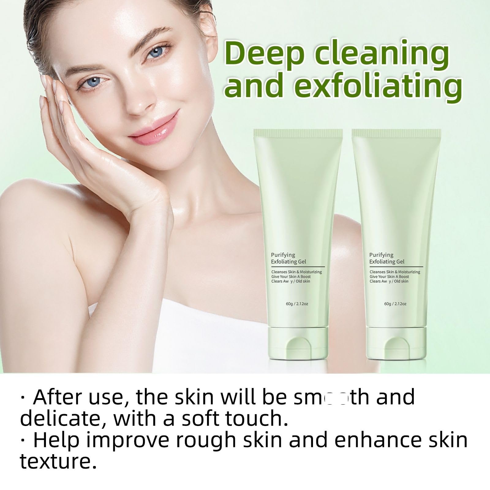 2Pcs Purifying Exfoliating Gel, Exfoliating Gel, Purifying Exfoliating Moisturizing Gel, Purifying Exfoliating Scrub, Cleansing