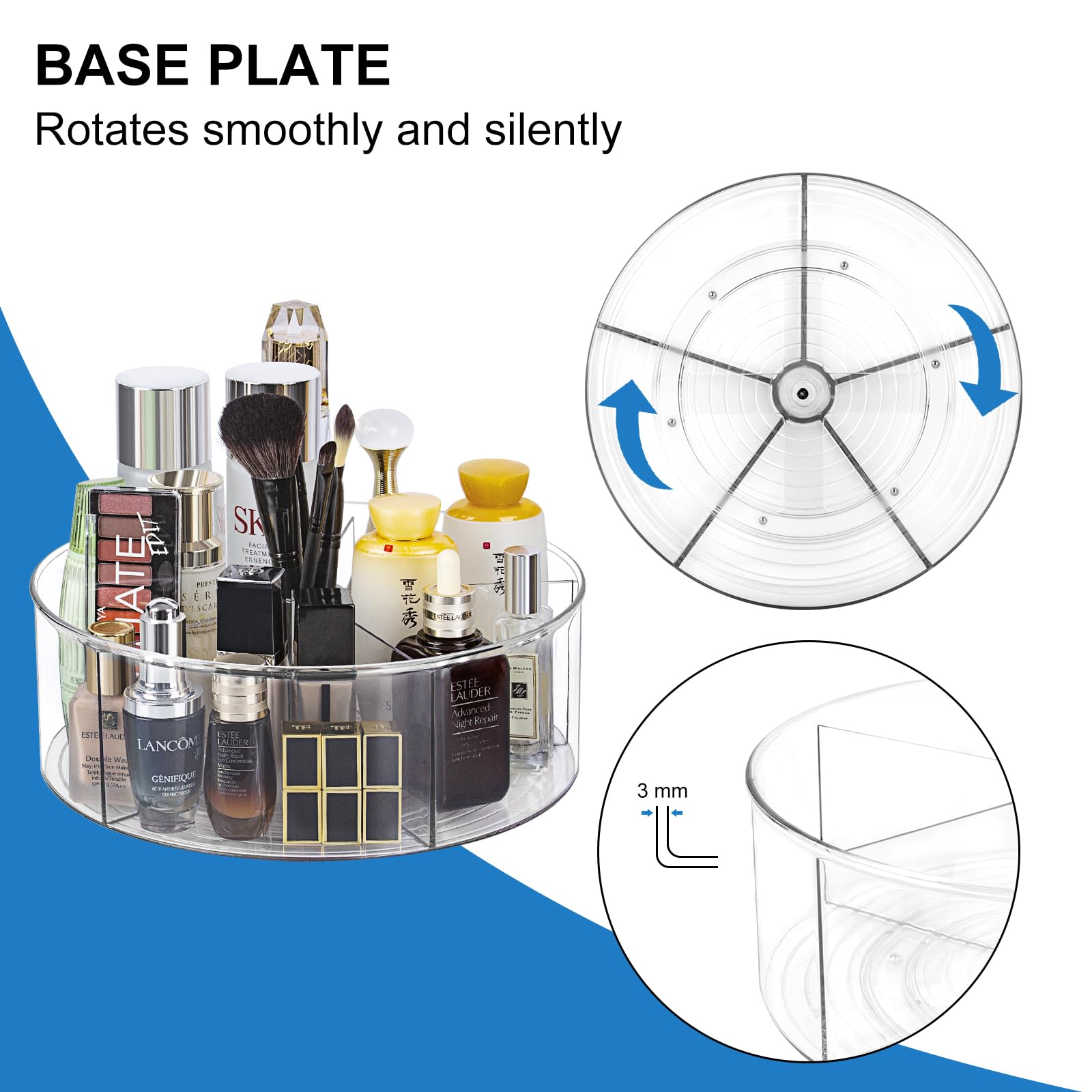360 Rotating Makeup Organizer 11.5'' Clear Turntable Lazy Susan Organizer For Vanity, Bathroom Counter, Pantry, Cabinet, Spinnin