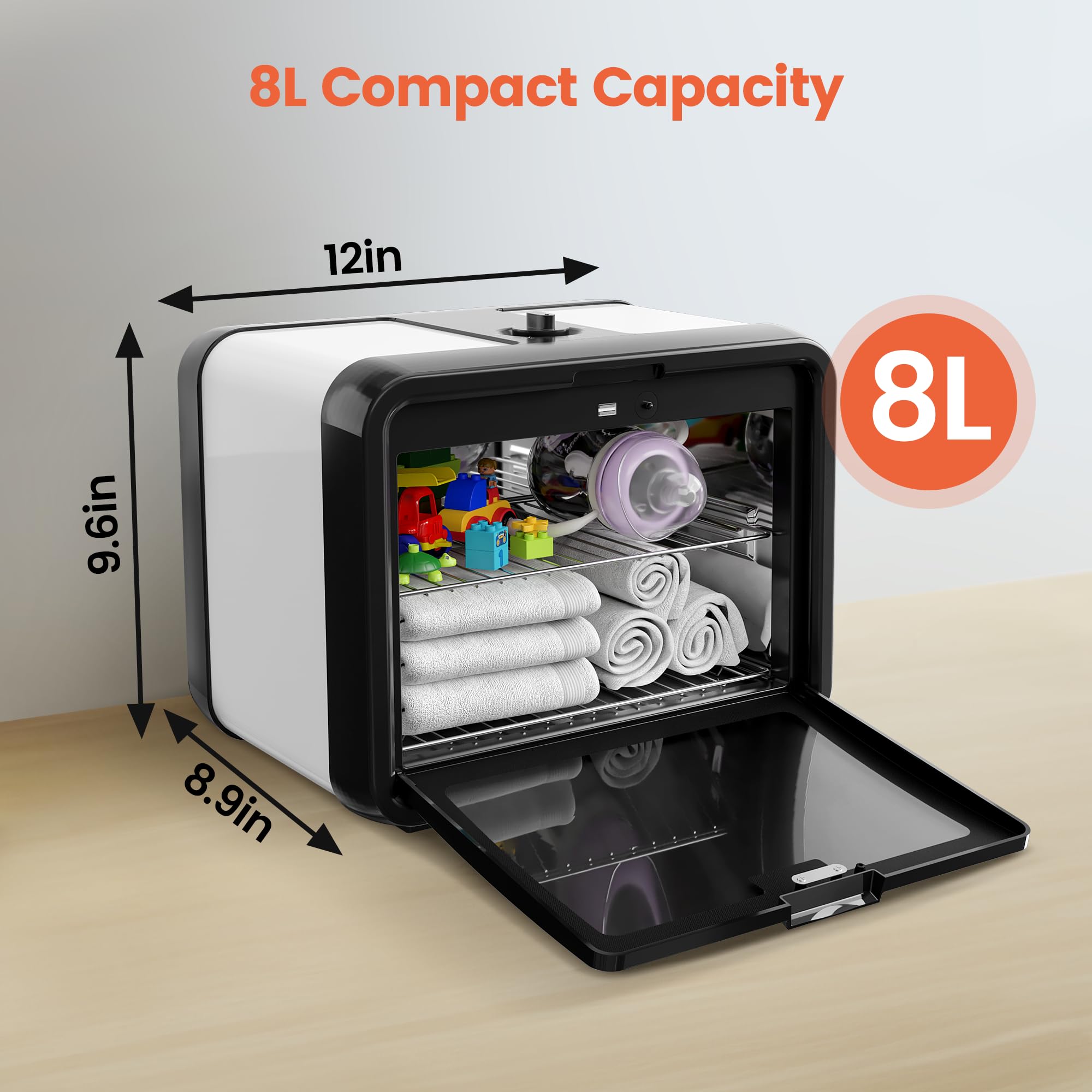 SalonDepot UV Sanitizer Cabinet 8L for Salon Tools & Smartphones - Black, Model JY-520
