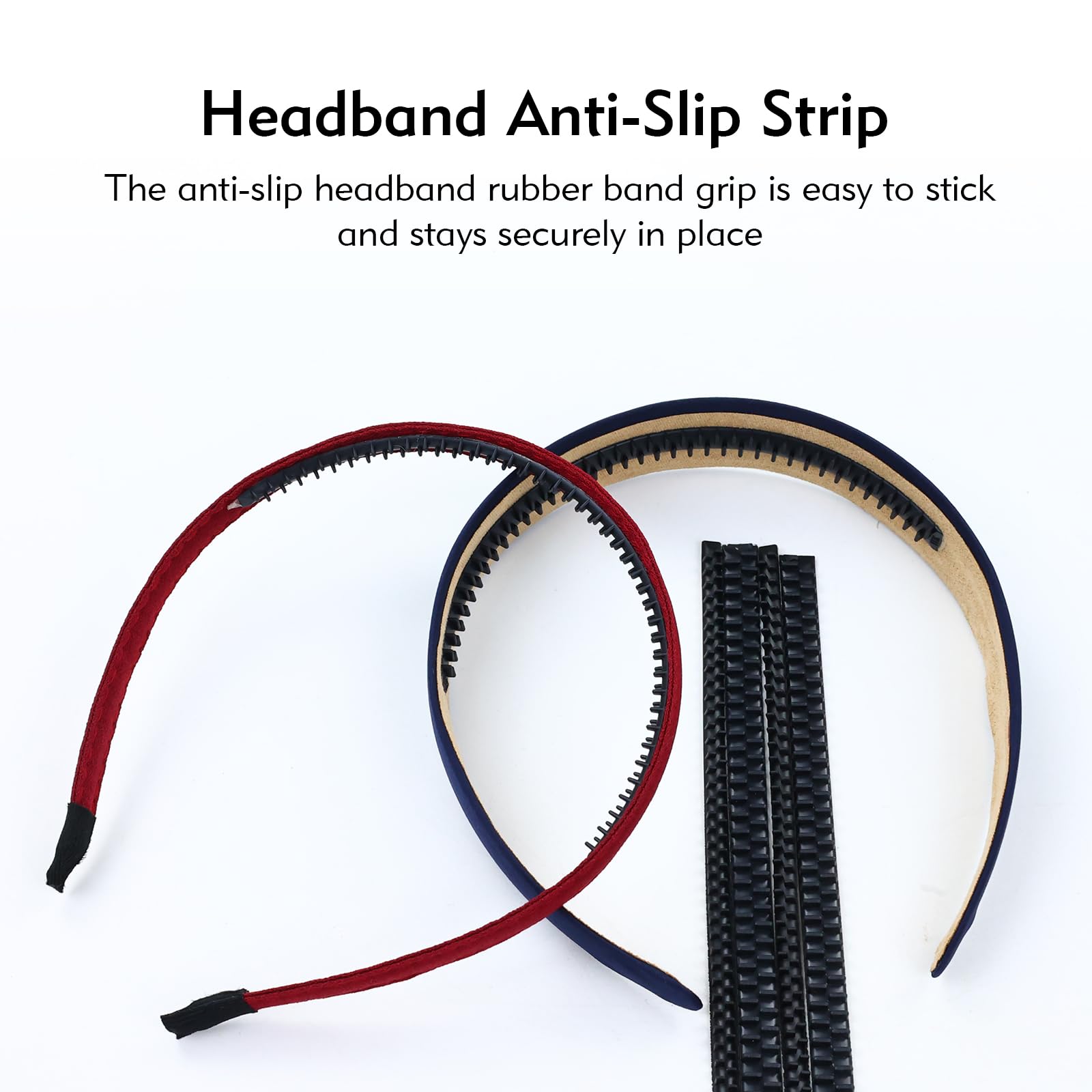 Lawie 10 Pack Black Headband Rubber Teeth Comb Silicone Grips Anti Slip Strips Bands Headbands Hairbands Crown Tiara Hair Hoop N