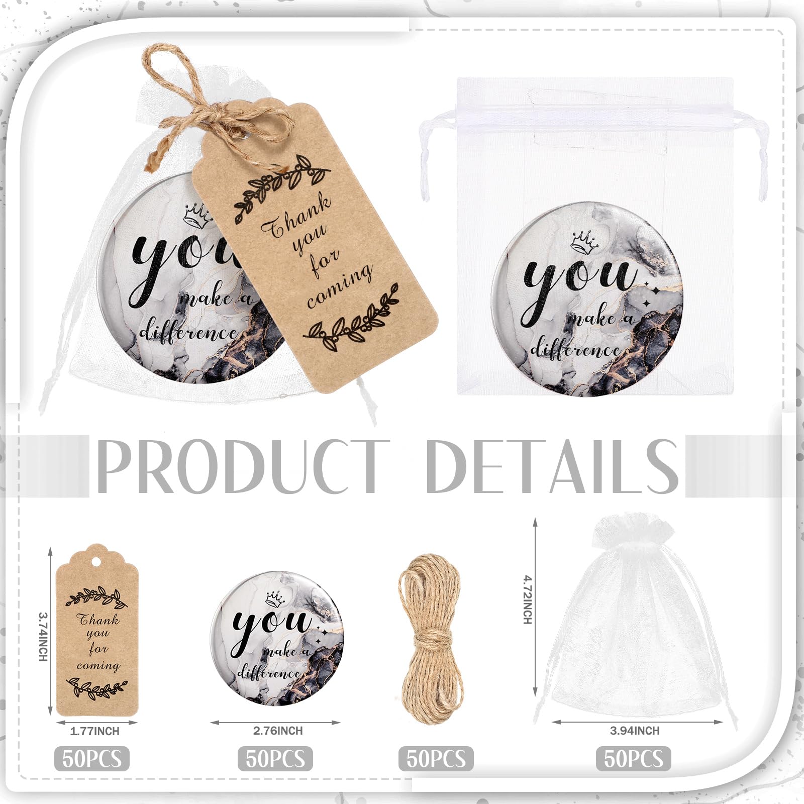 Tradder 50 Sets Compact Mirrors Bulk Women Gifts Inspirational Appreciation Employee Quinceanera Gifts Small Purse Pocket Makeup