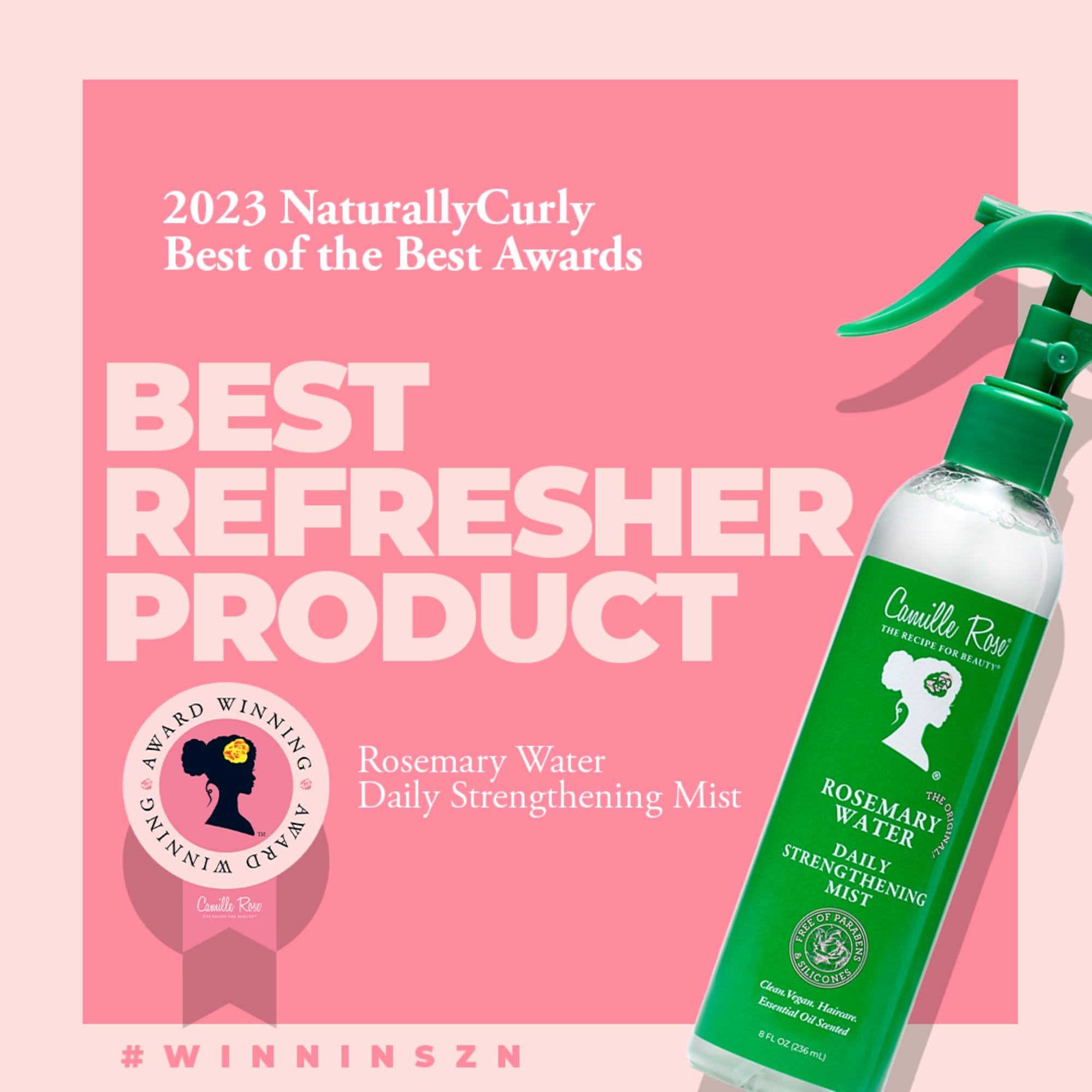Camille Rose Rosemary Water Daily Strengthening Mist, With Peppermint And Rosemary Essential Oils To Strengthen Strands And Prom