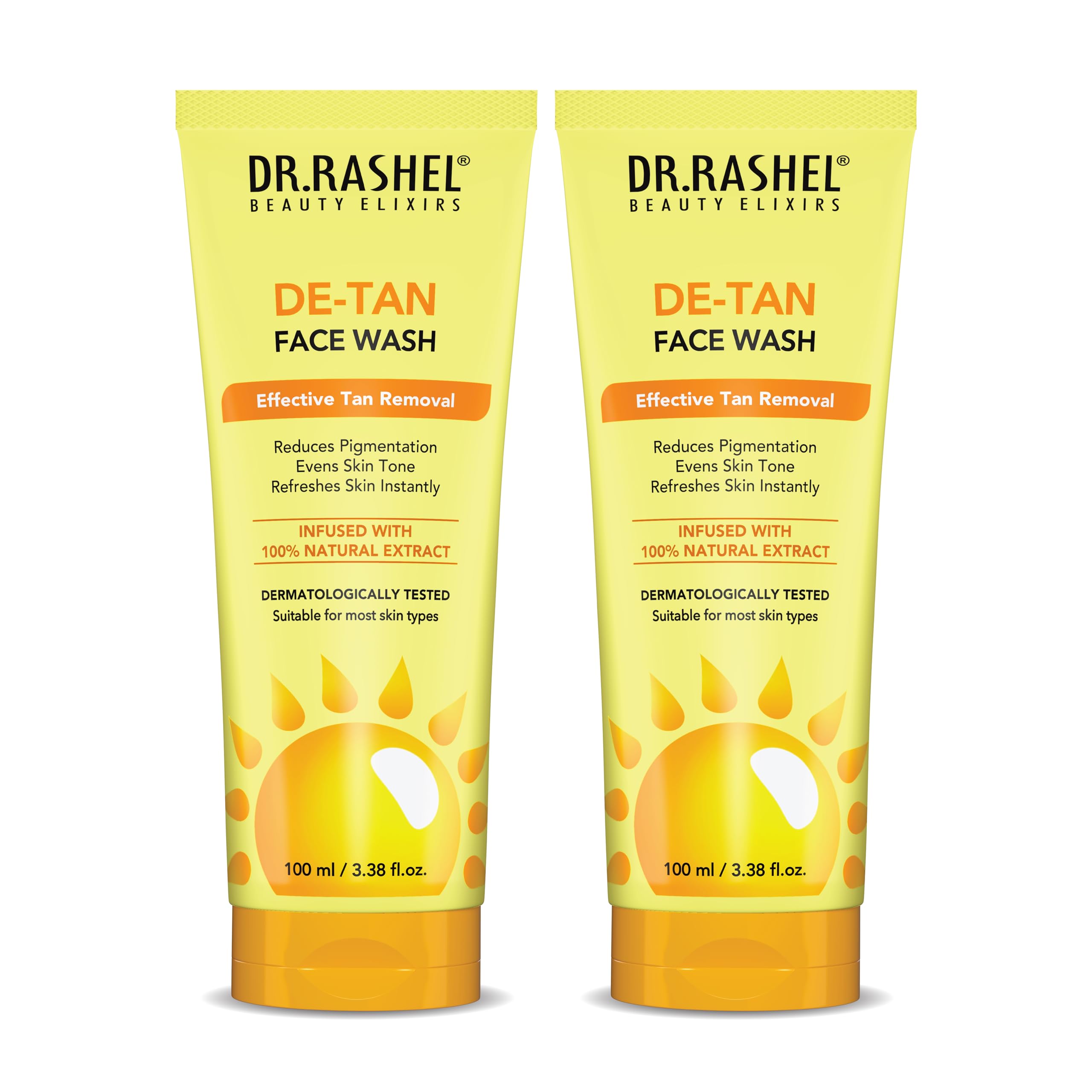 Dr.Rashel DeTan With Clove & Peppermint For Tan Removal & Fresh Skin | All Skin Types Face Wash| Pack Of 2 (100 Ml Each)