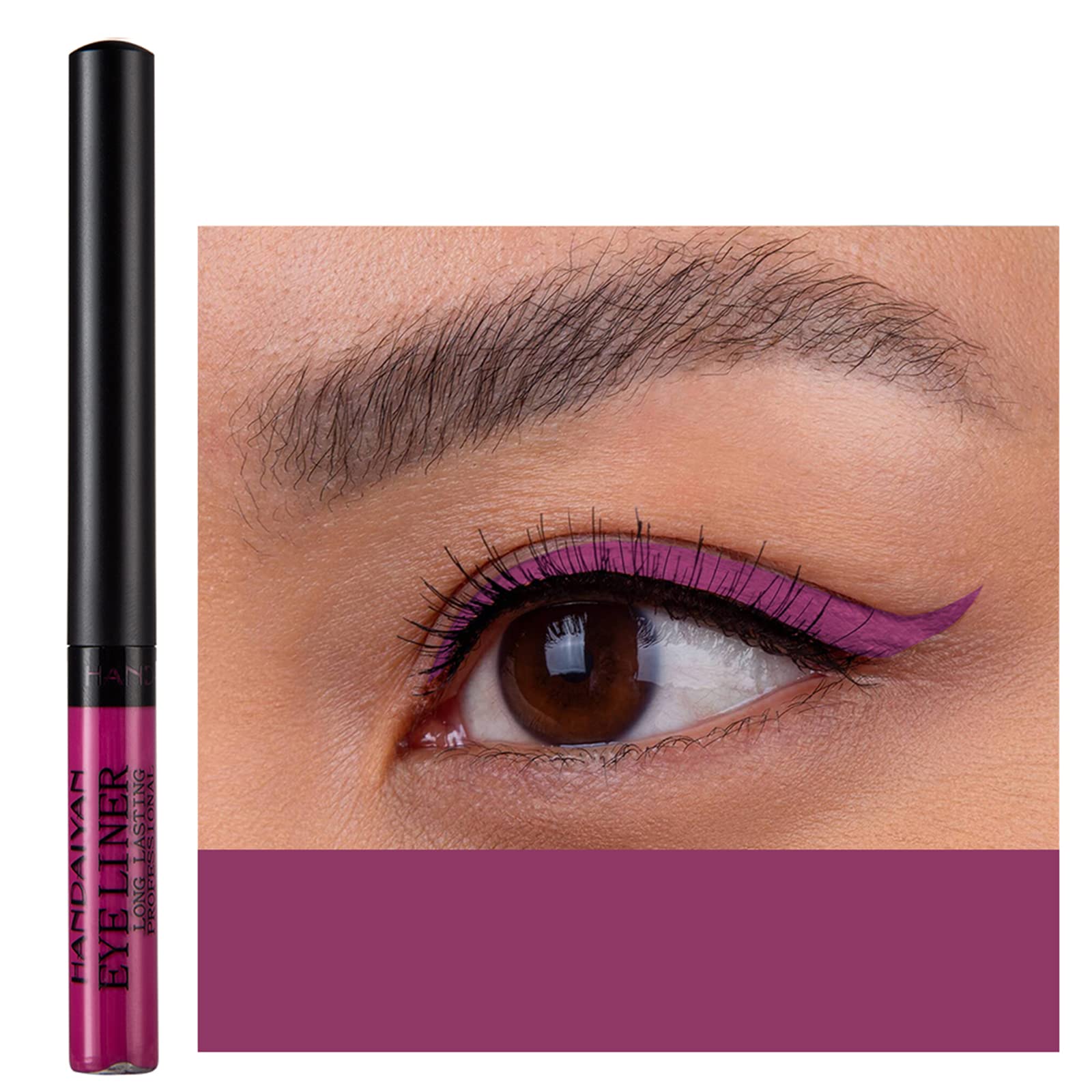 Dekrion Liquid Eyeliner, Matte Colored Eyeliners, Purple-Red Eyeliner, White Black Red Brown Green Purple Waterproof High-Pigmen
