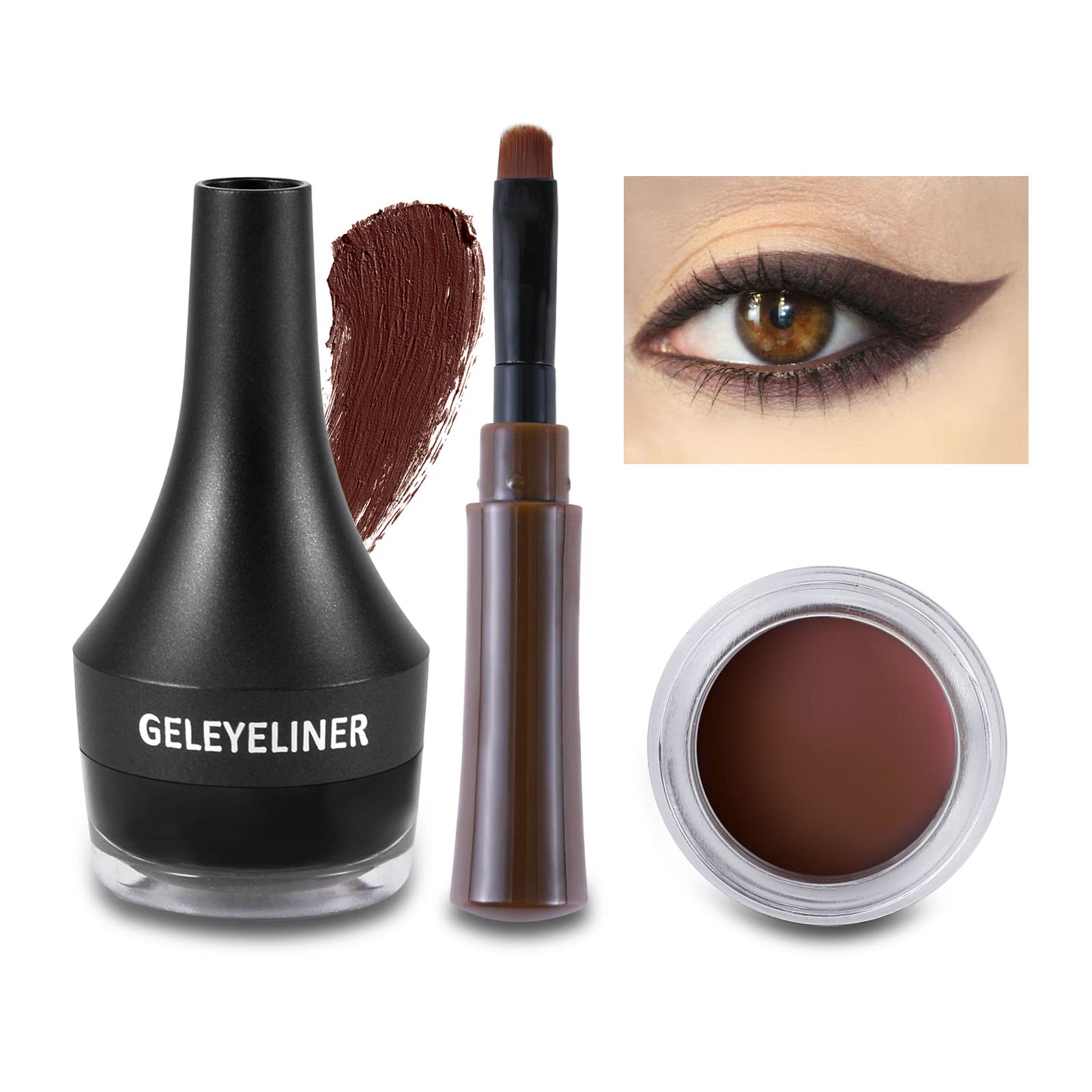 Boobeen Eyeliner Waterproof Gel Eyeliner Smudge-Proof Eye Liner Gel Makeup High Pigment Eye Makeup Set Easy To Apply Long-Lastin
