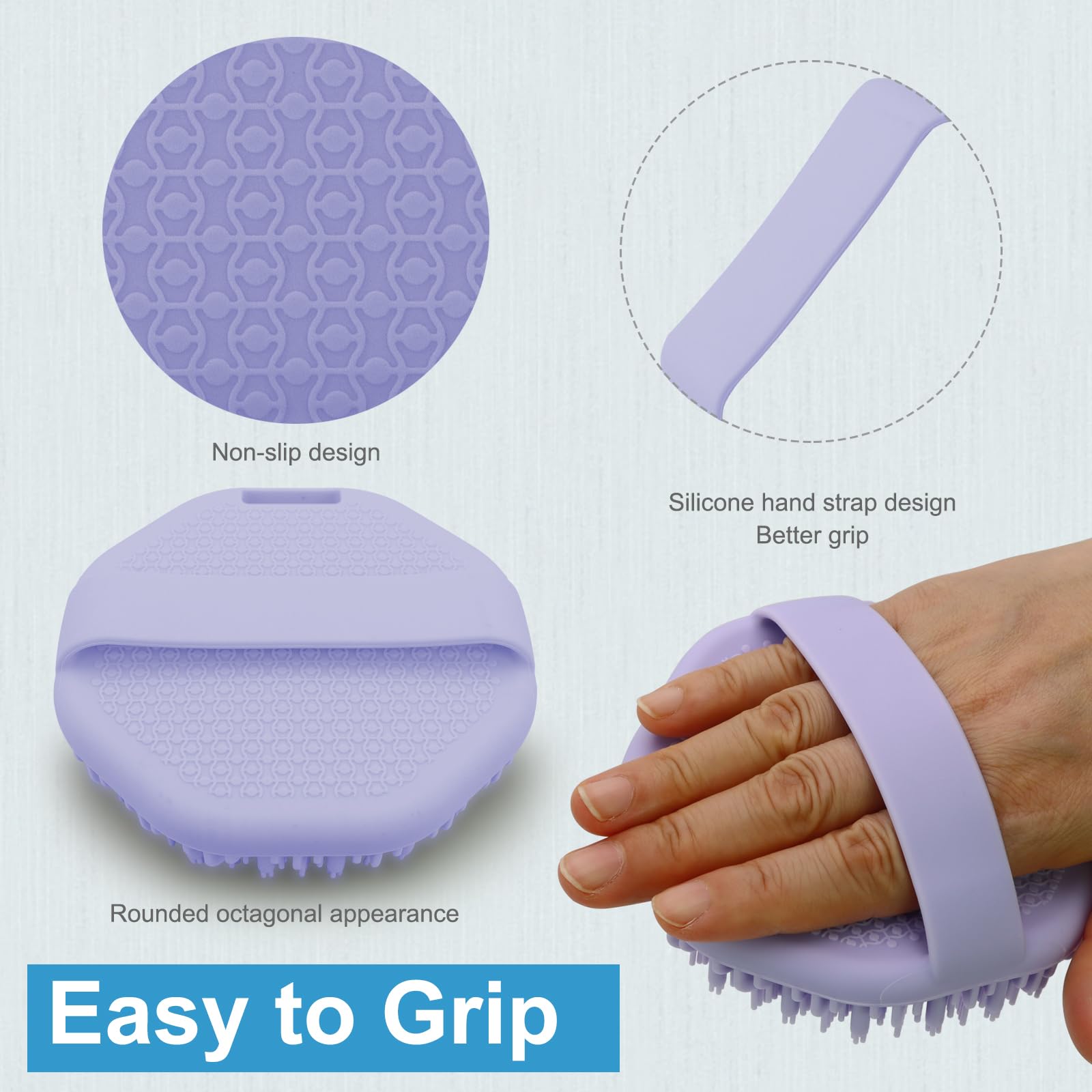Wetang Silicone Body Scrubber,Exfoliating Body Scrubbers For Use In Shower,Silicone Body Brush For Showering And Anti-Slippery H