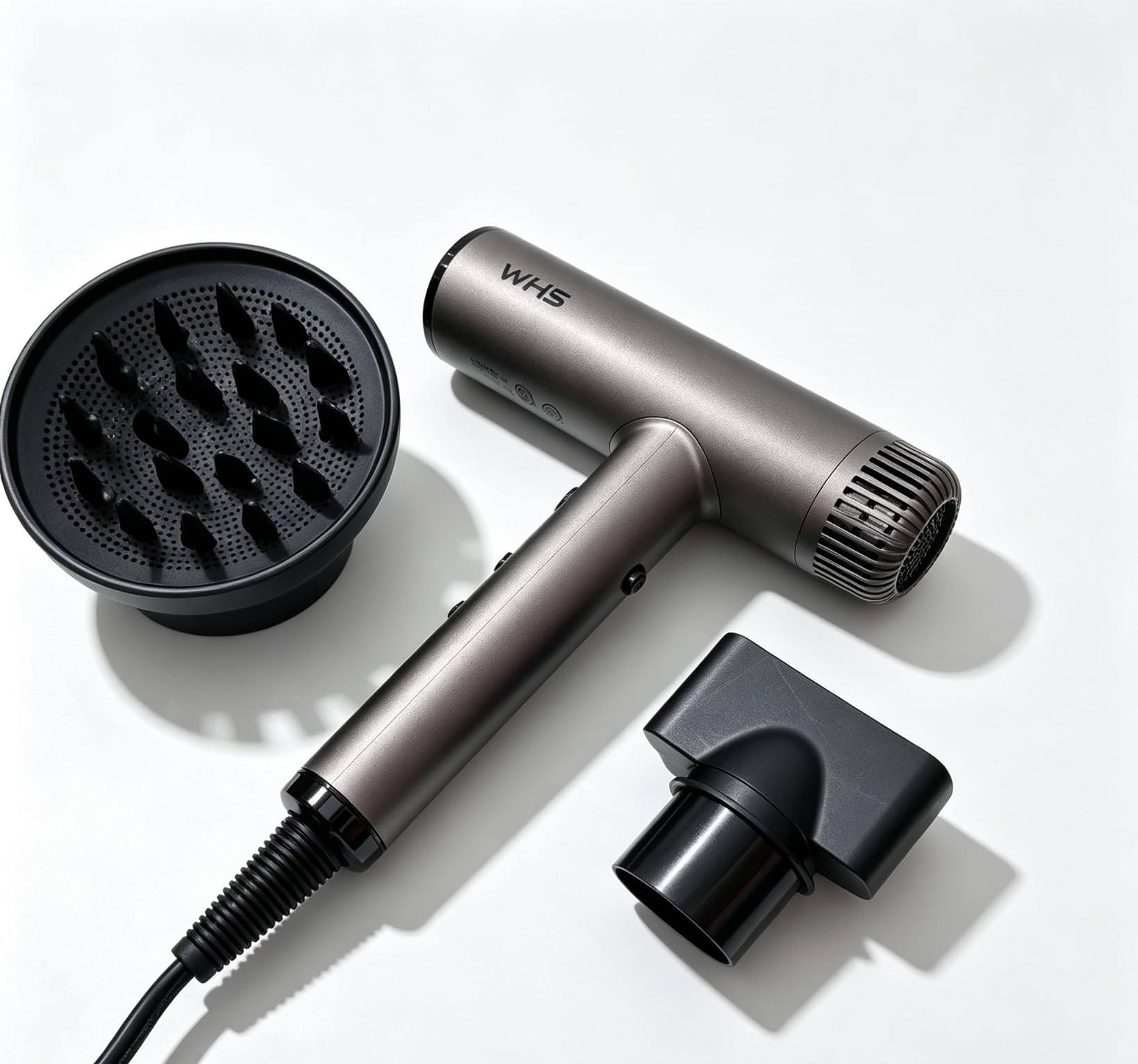 WHS Asymmetric TShape Hair Dryer,BLDC,High Speed Brushless Motor for Fast Drying,Grey
