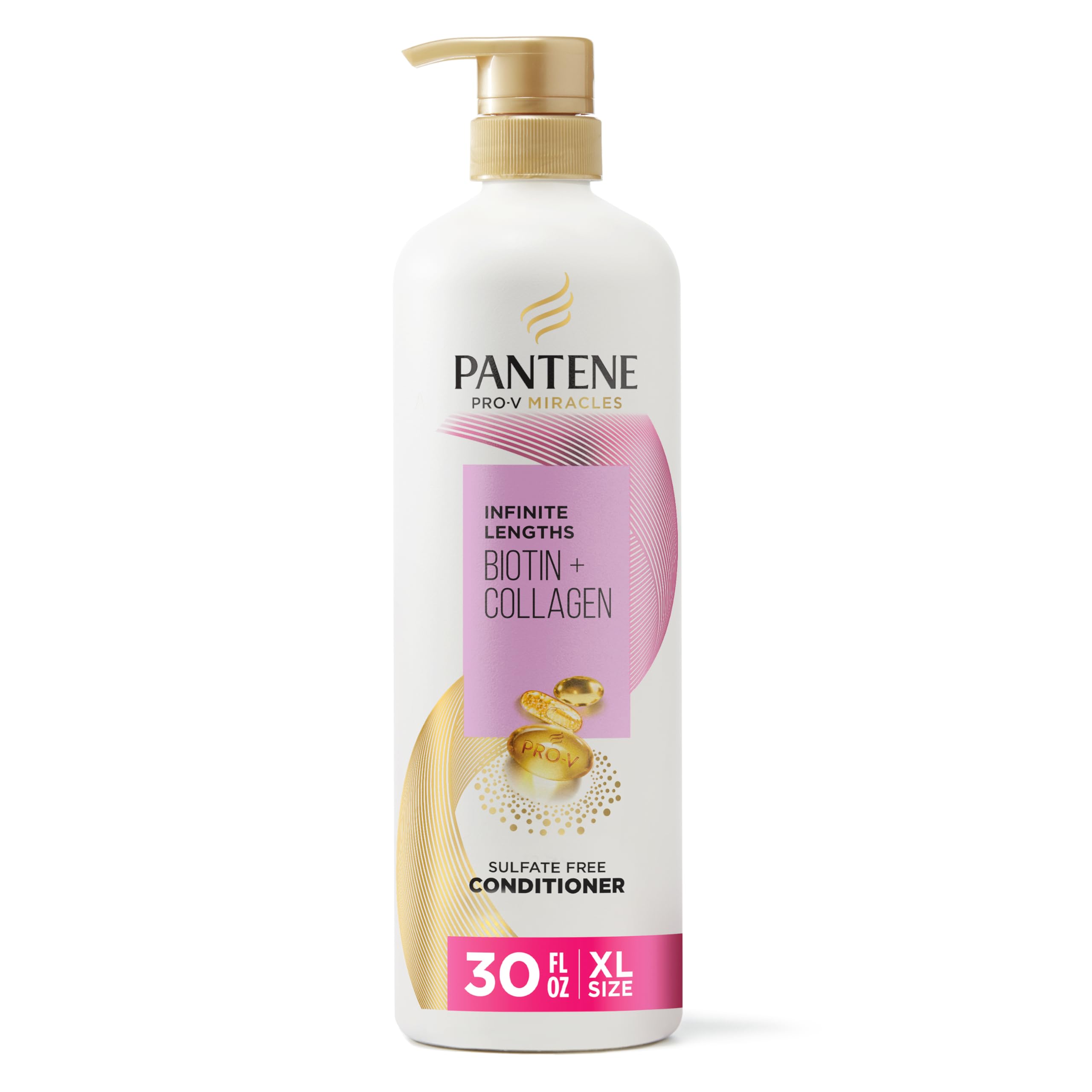 Pantene Infinite Lengths Conditioner with Biotin + Collagen, Strengthens Brittle Hair, Up to 90% Less Breakage, 1 Minute Miracle