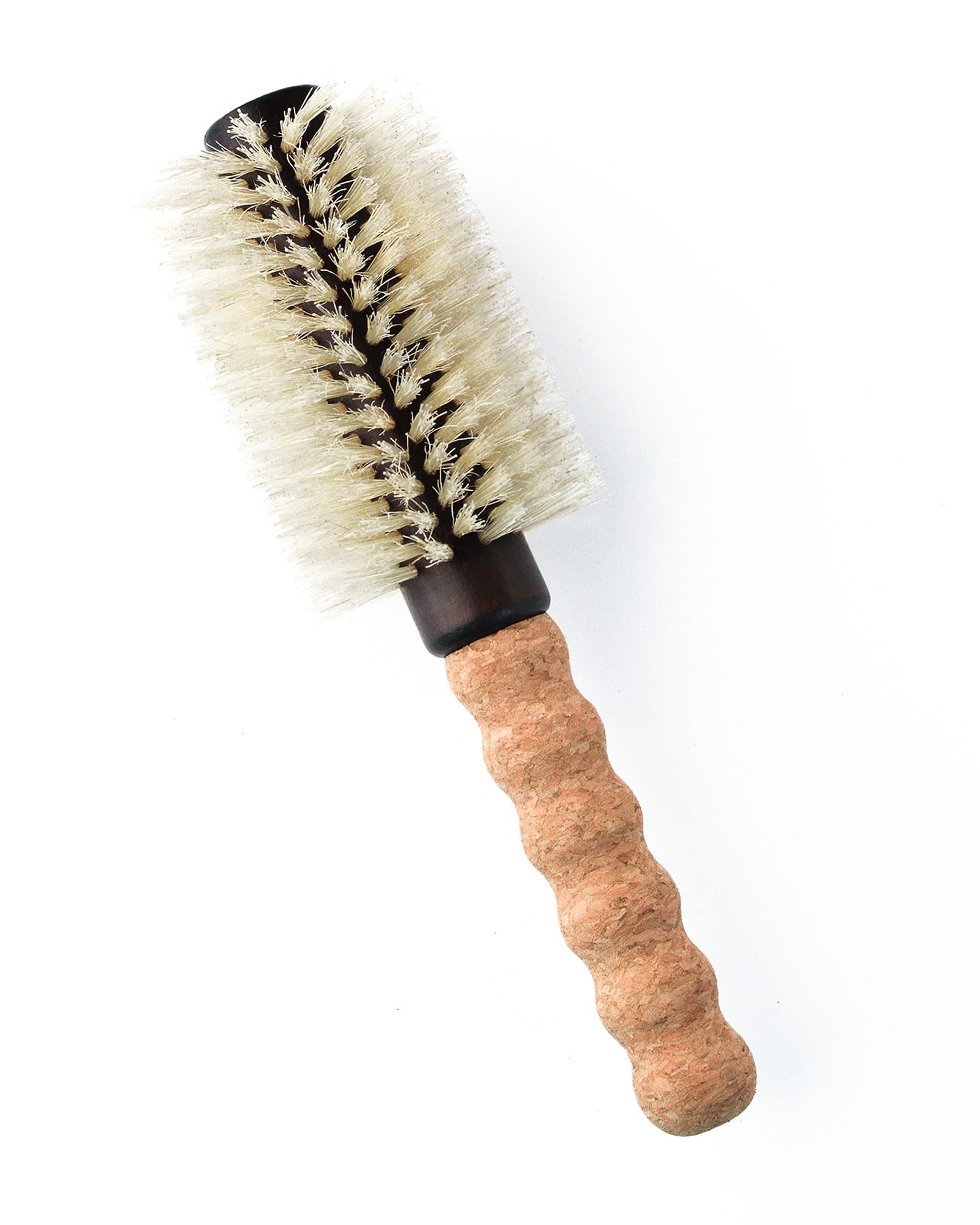 Nylon Boar Bristle Hair Brush, Round Brush for Blow Drying, Medium 2.3'' Barrel Blowout Brush, Anti Static Hairbrush, Cork Comfo