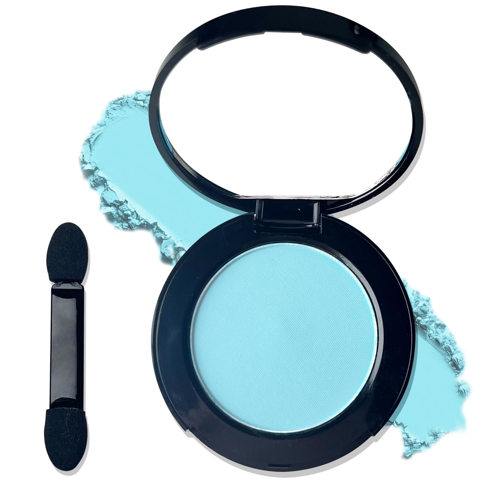 MEICOLY Light Blue Single Eyeshadow with Mirror,Baby Blue Eye Shadow for Halloween Corpse Bride Sally Makeup,Pressed Powder Eyes