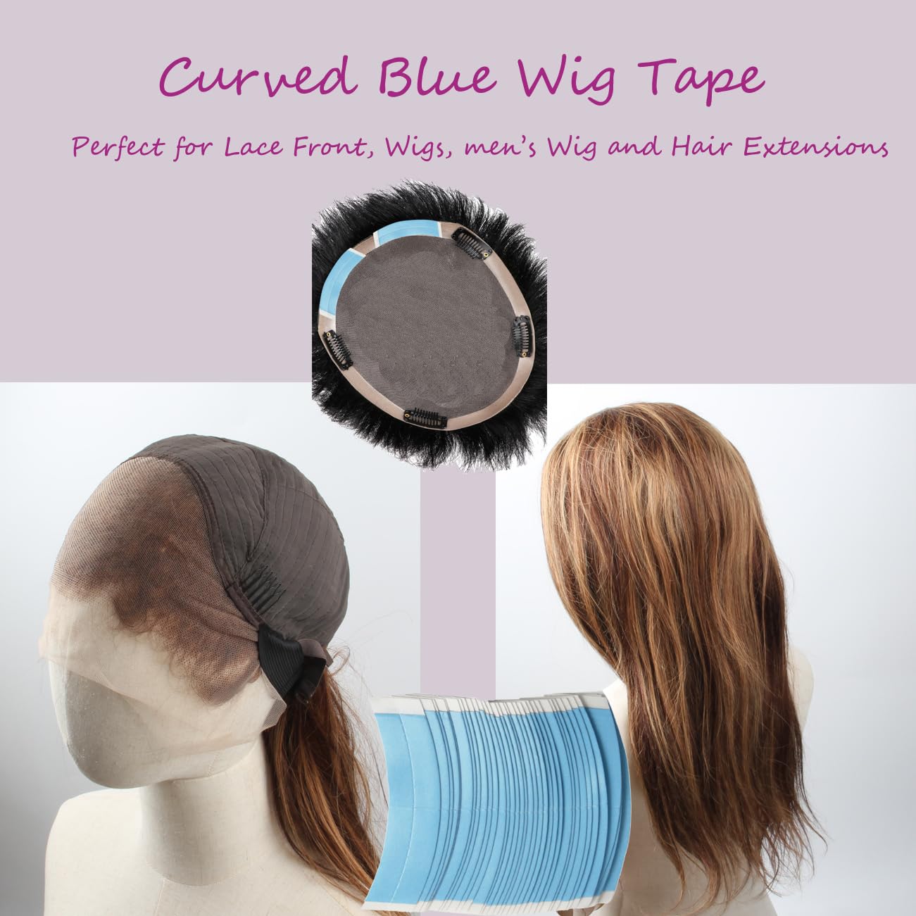 FeiHong 36 Pcs Lace Front Tape for Wigs, Waterproof Double Sided Strong Adhesive Wig Glue for Hairpieces Toupee and Hair Extensi