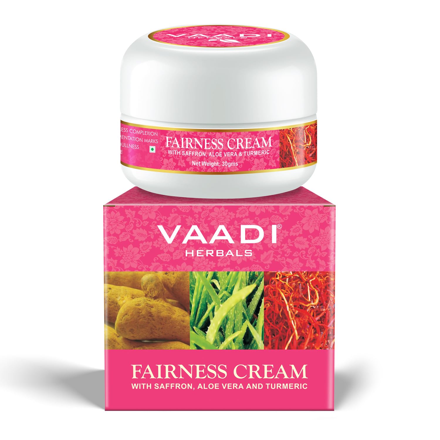 Vaadi Herbals Fairness Cream, Saffron, Aloe Vera And Turmeric Extracts, 30G