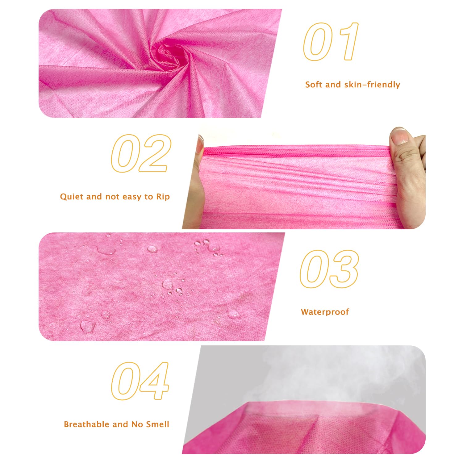 Flying Beauty 100Pcs Pink Disposable Massage Table Sheets 31x71 Non-Woven Fabric Oil-Waterproof Bed Covers for Spa, Tattoo, Salon