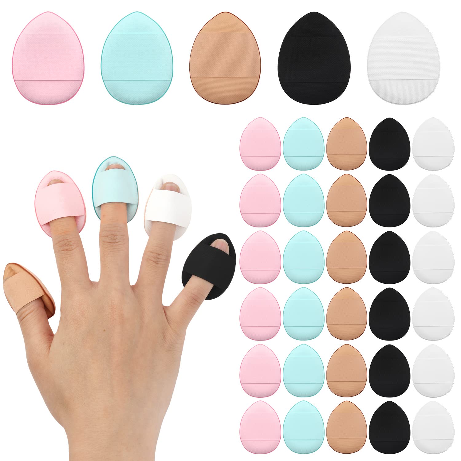 35pcs Finger Puff, Mini Finger Powder Puff Finger Makeup Sponges Soft Beauty Cosmetic Makeup Tools for Foundation, Under Eye, Cr