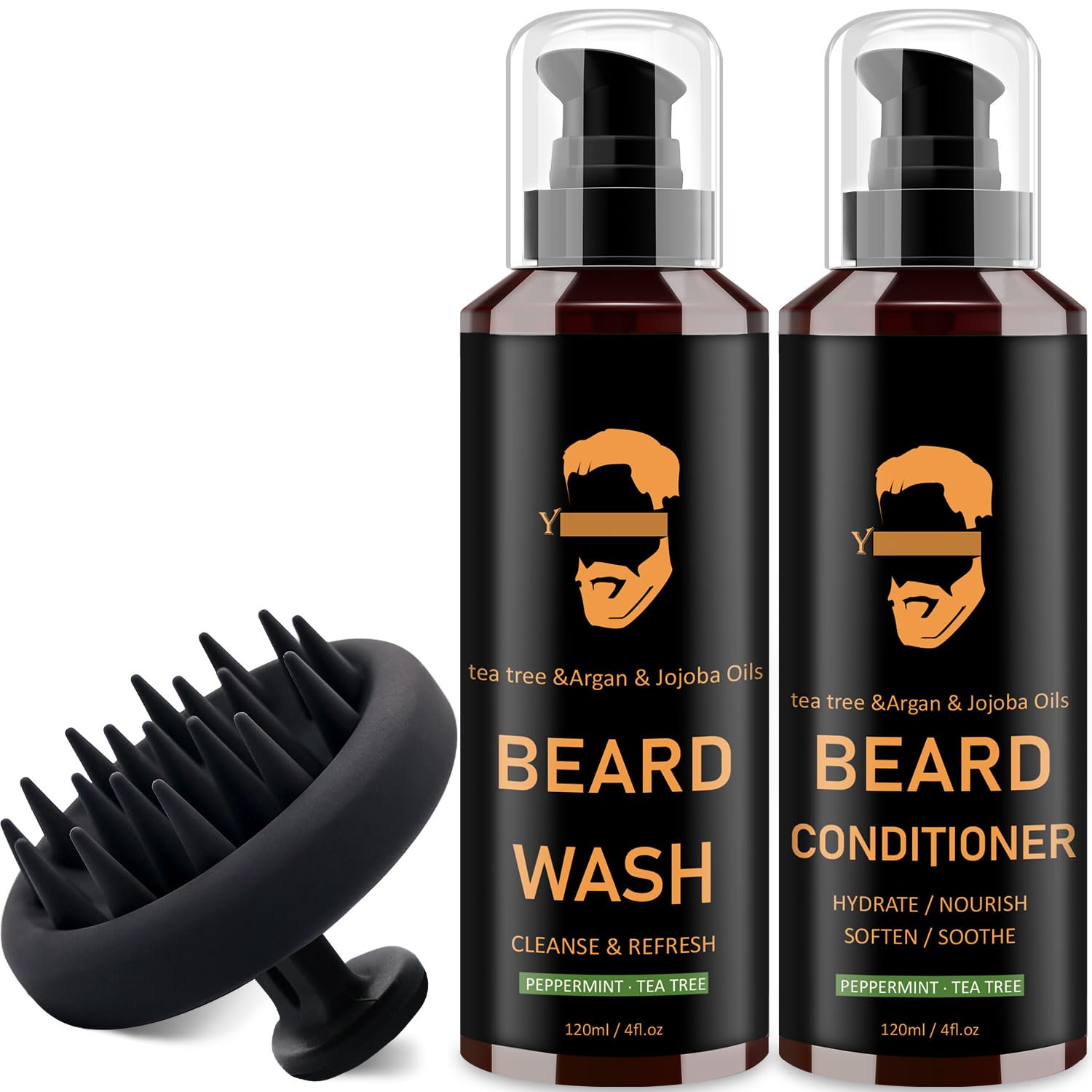 Beard Wash, Beard Conditioner W/Tea Tree Oils, Reduces Beard Dandruff & Relieves Itching, Strengthens, Softens And Nourishes Dry
