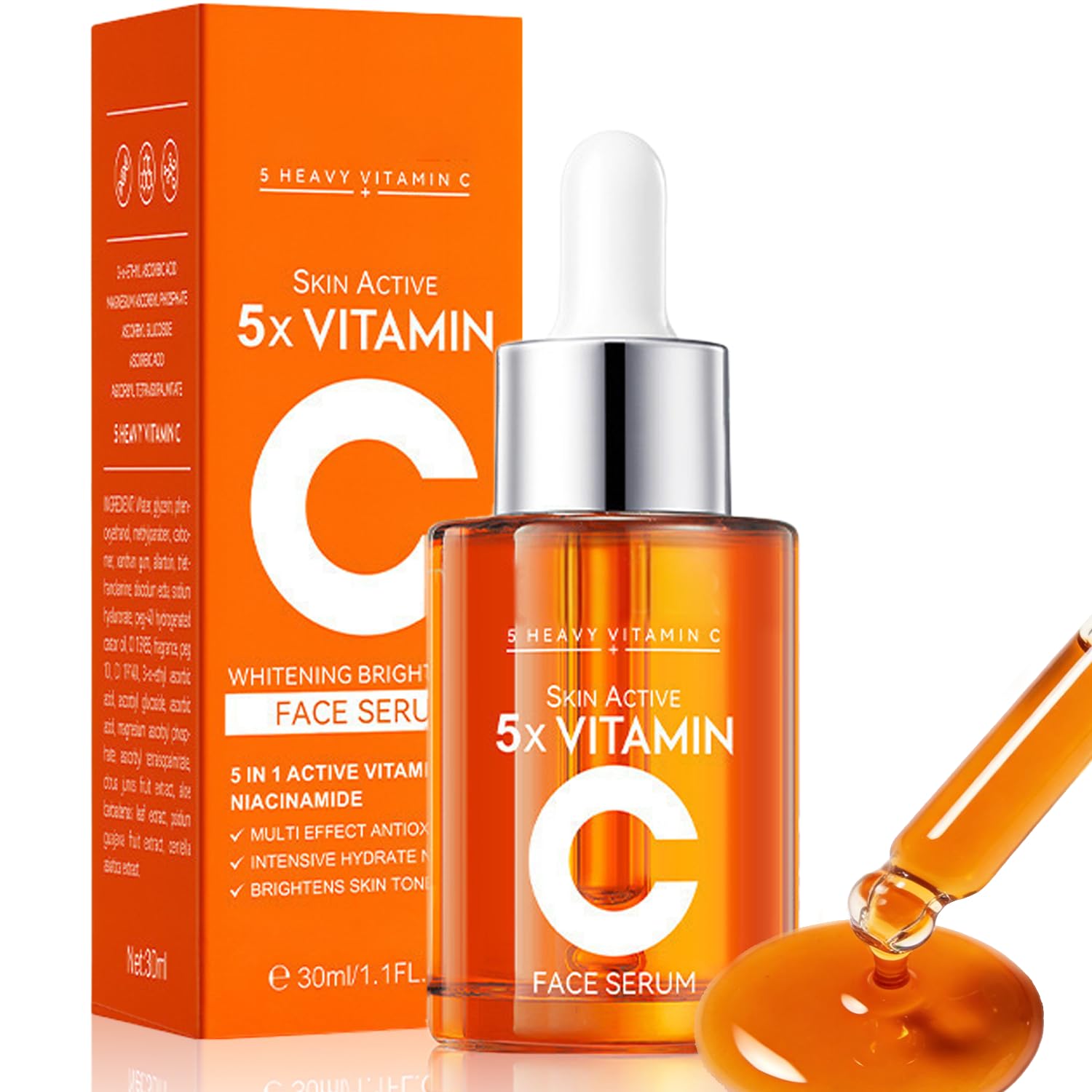 Vitamin C Facial Serum: Dark Spots, Wrinkles, Uneven Tone & Pores