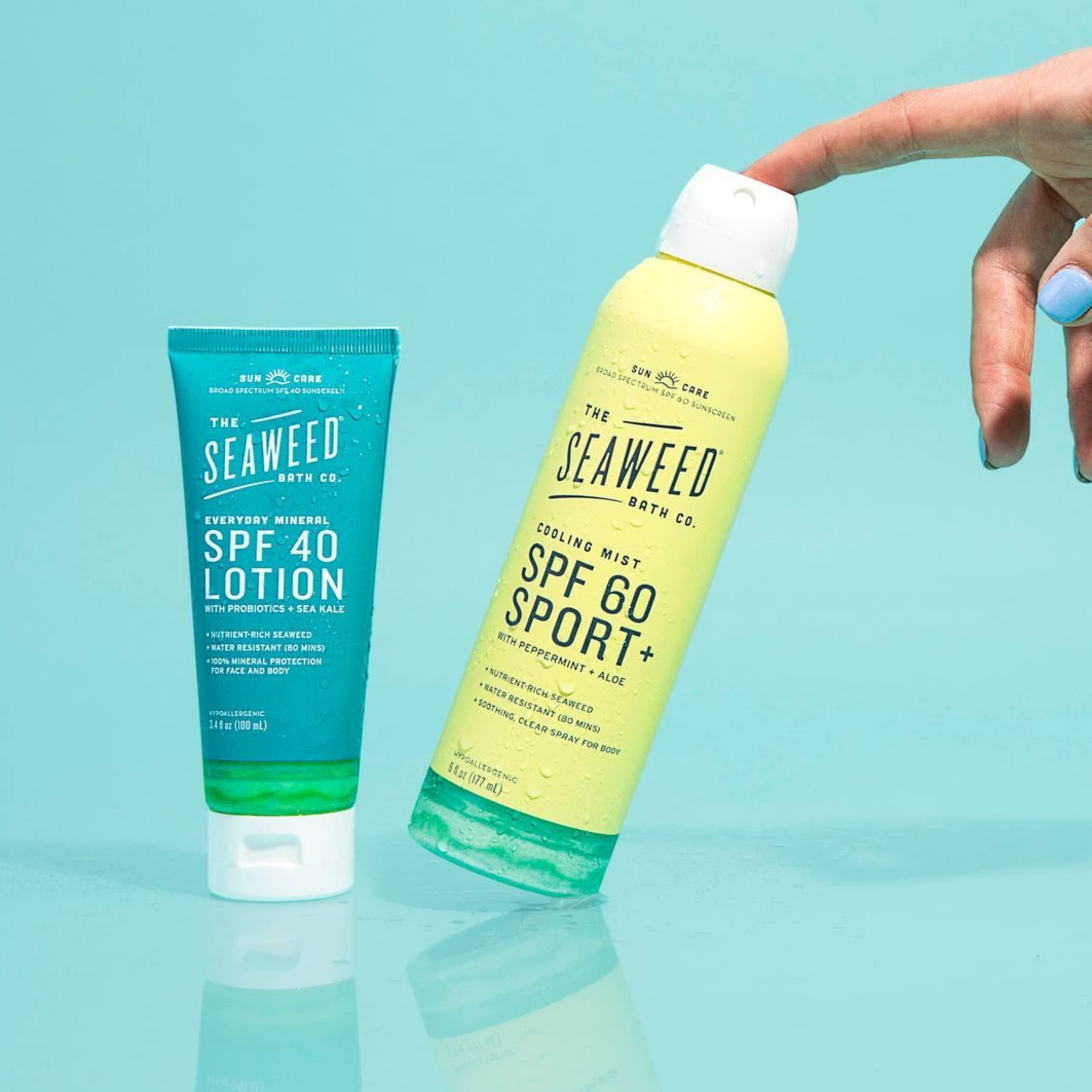 The Seaweed Bath Co. SPF 60 Sport Sunscreen Spray, 6 Fl Oz, Broad Spectrum, Cooling Mist, Sustainably Harvested Seaweed and Aloe, White