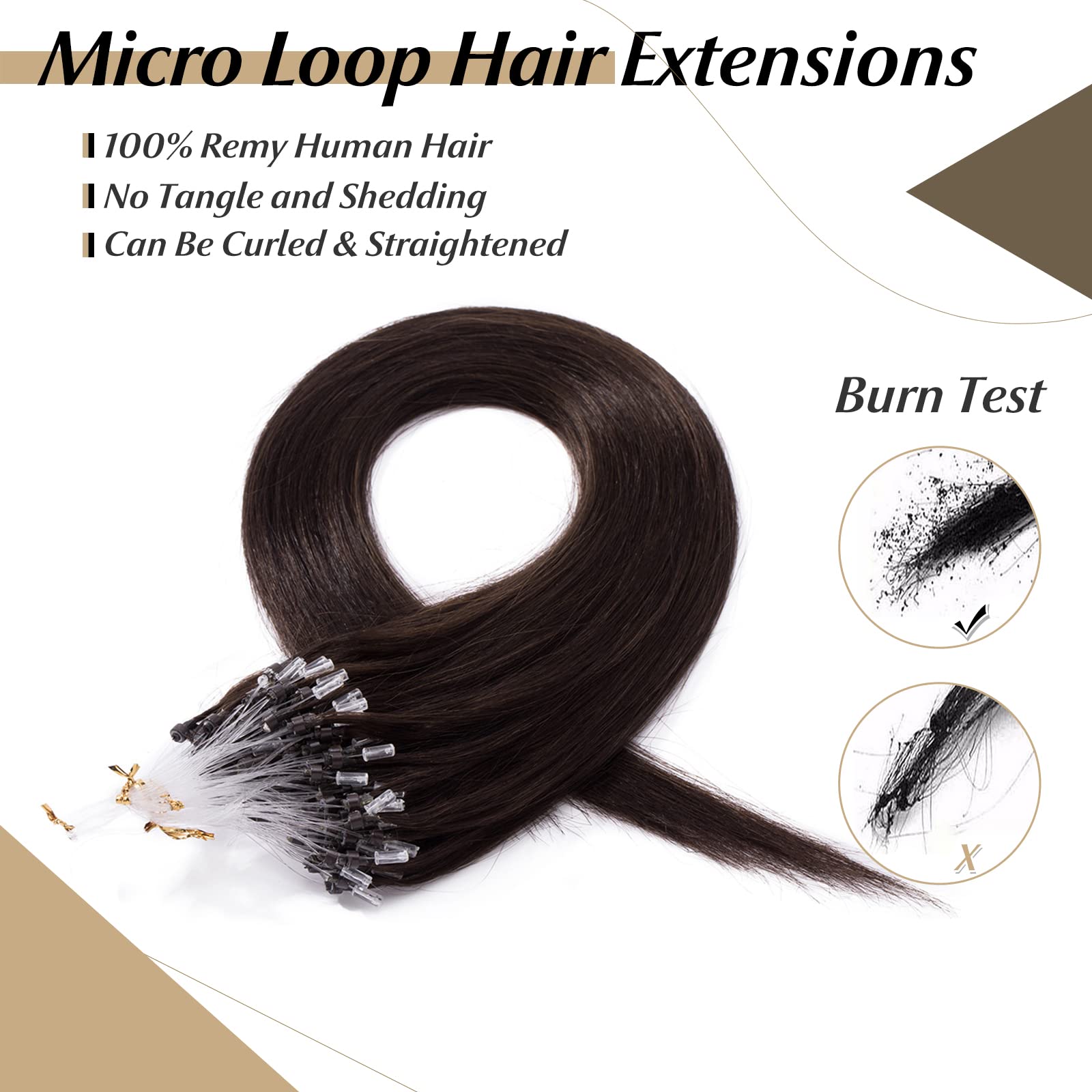 Sego Micro Beads Hair Extensions Human Hair 14 Inch Dark Brown Micro Loop Human Hair Extensions Natural Straight Micro Ring Huma