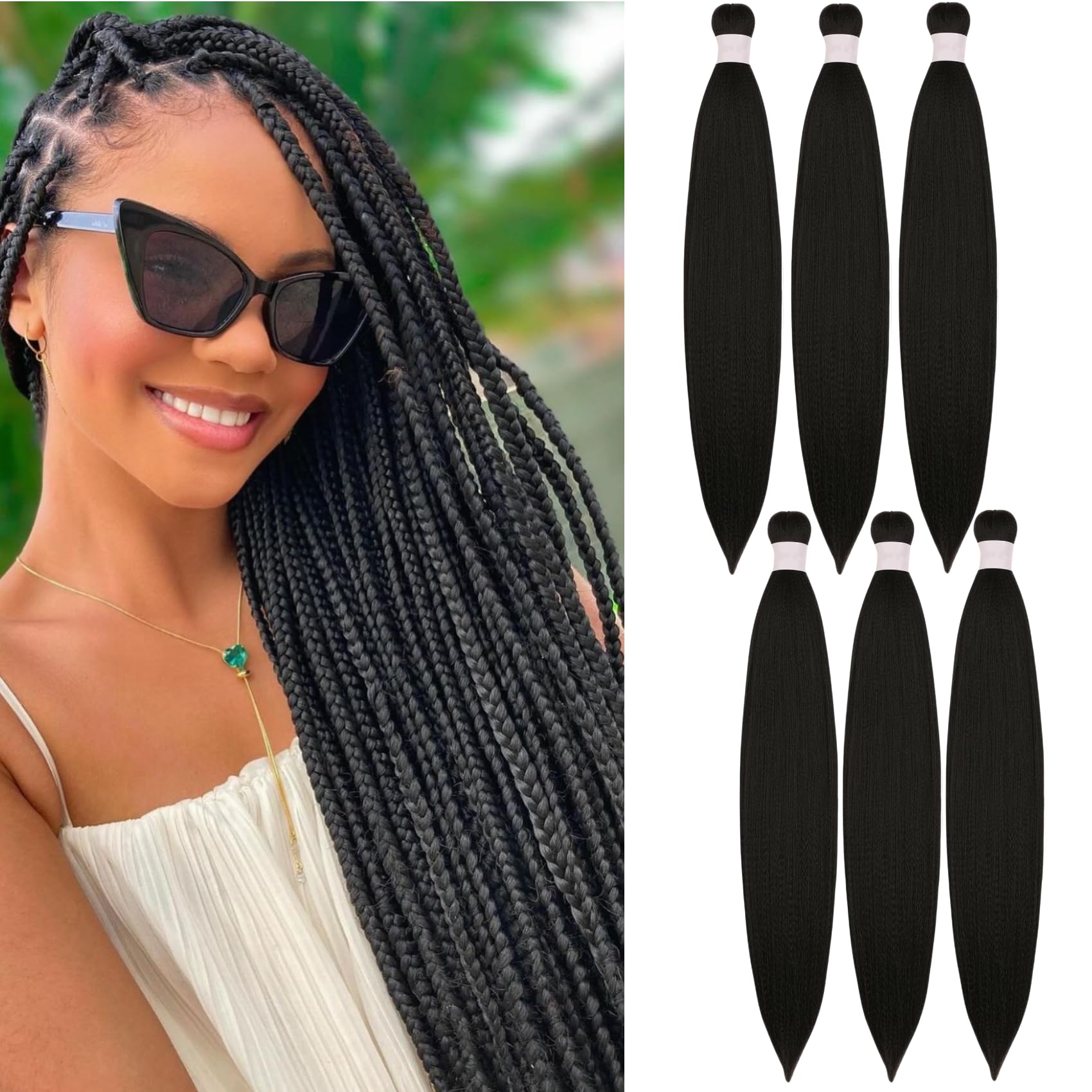 Gozill Black Braiding Hair Pre stretched Kanekalon Braiding Hair Prestretched Ez Braid Hypoallergenic Kids Braiding Hair Colored
