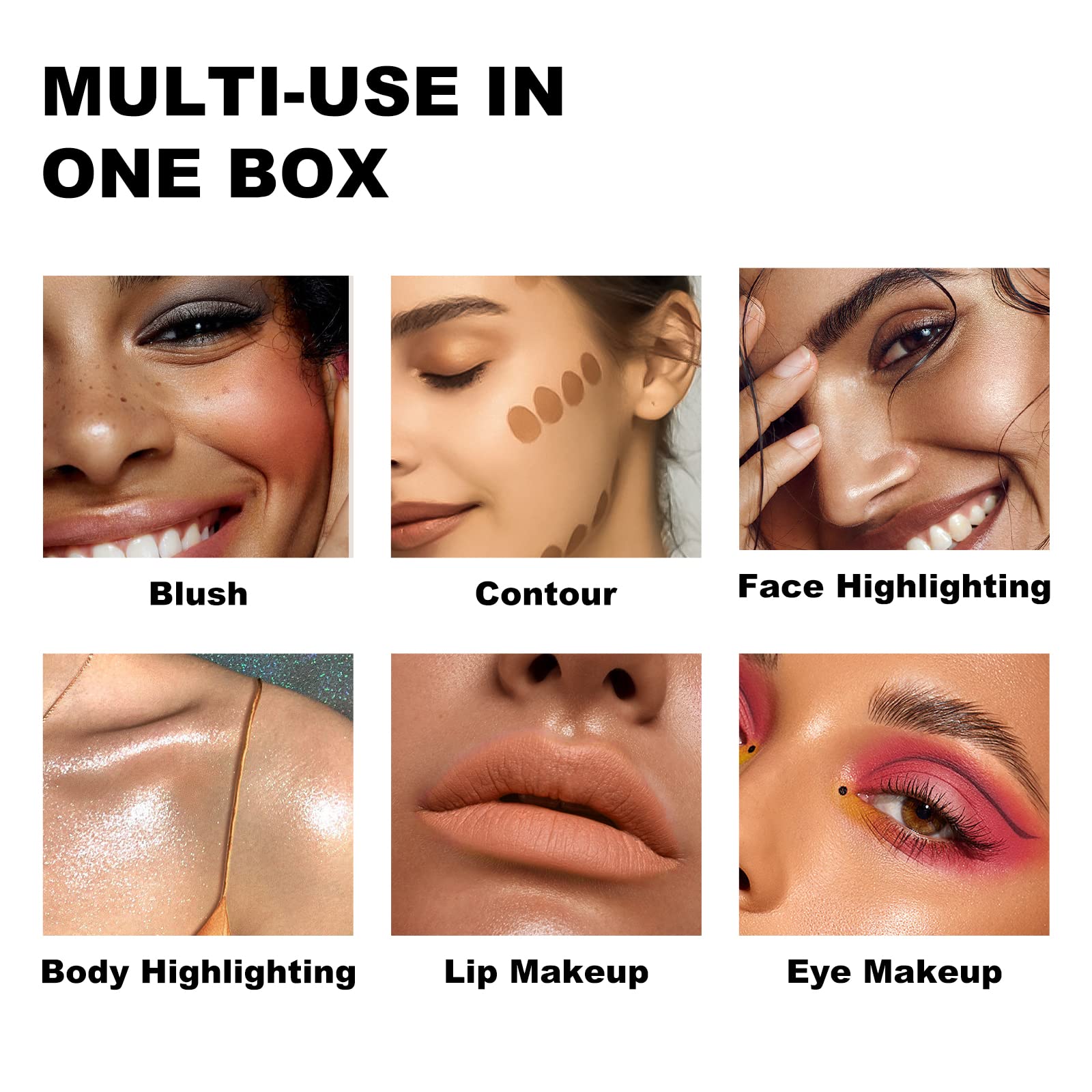 Young Vision Cream Contour Sticks Collection, 6 Colors Face Blush, Bronzer And Highlighter Makeup Set, Putty Blush Palette, Blen