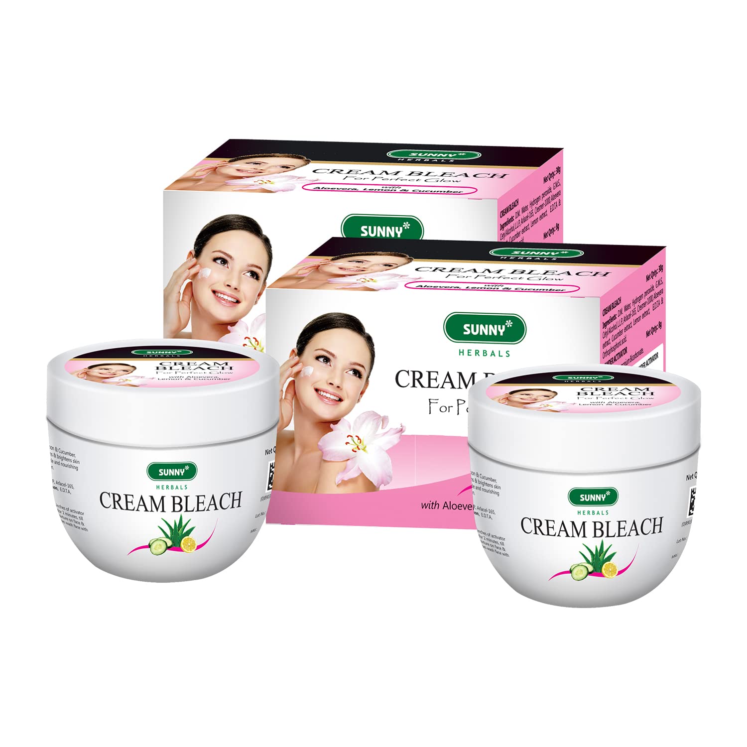 Sunny Cream Bleach With Aloe Vera, Cucumber & Lemon, Whitens, Brightens, Radiant Skin, Vitamin C For Spotless Look, 30Gm Bleach 