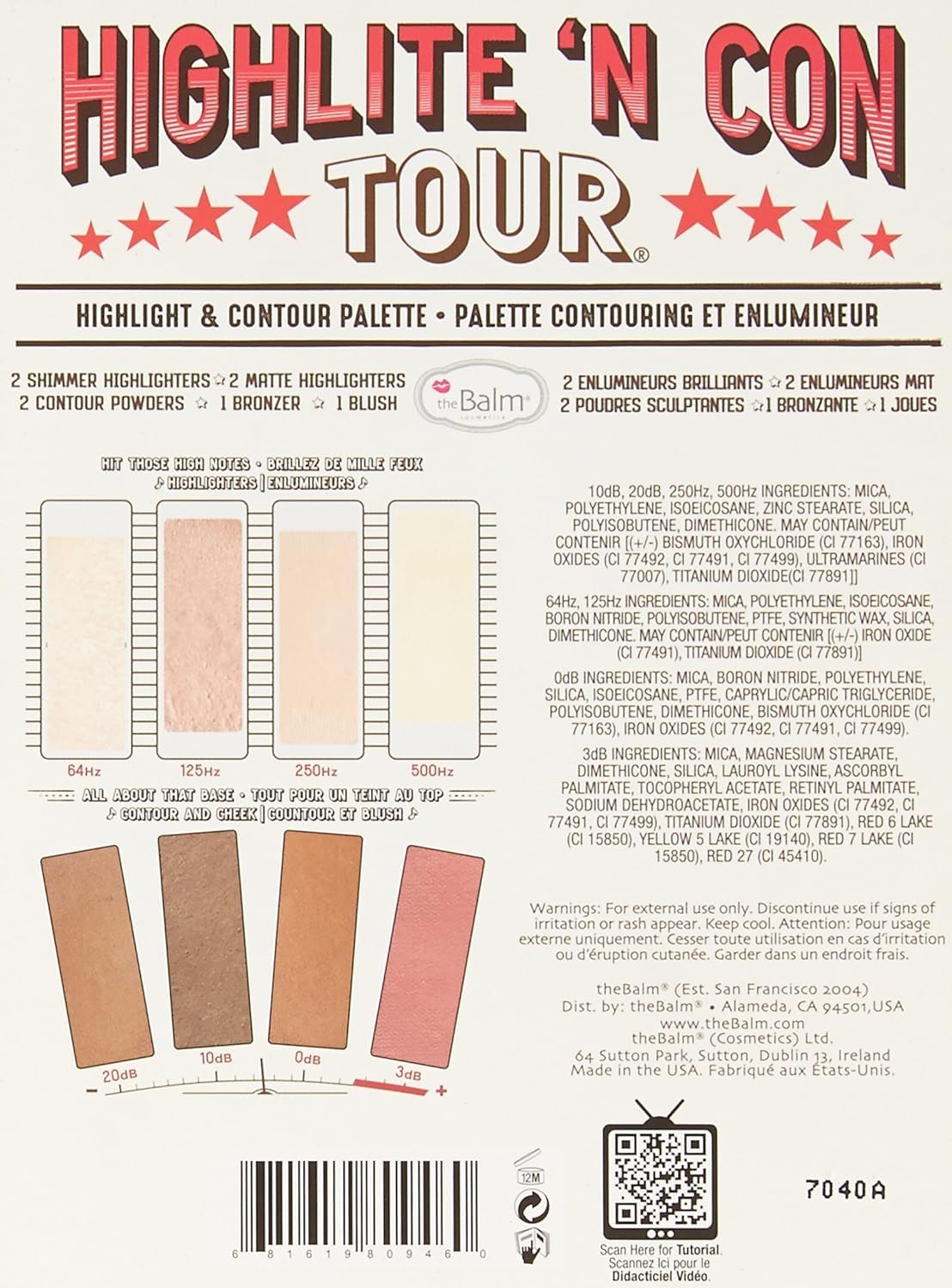 Thebalm Highlighting & Makeup Conceal Powders 'N Contour Palette, Highlighters Shimmer, Matte, Bronzer, Blushes, Multicolor, 0.8