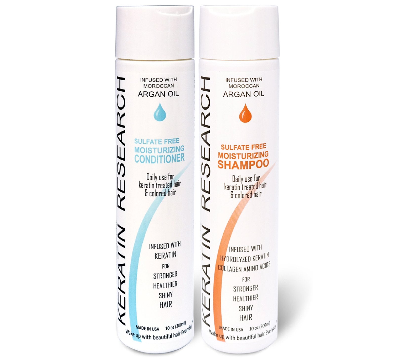 Keratin Research Natural Argan Oil Infused Sulfate Free Shampoo and Conditioner 2 bottles Value Set for Keratin Treatments, Main