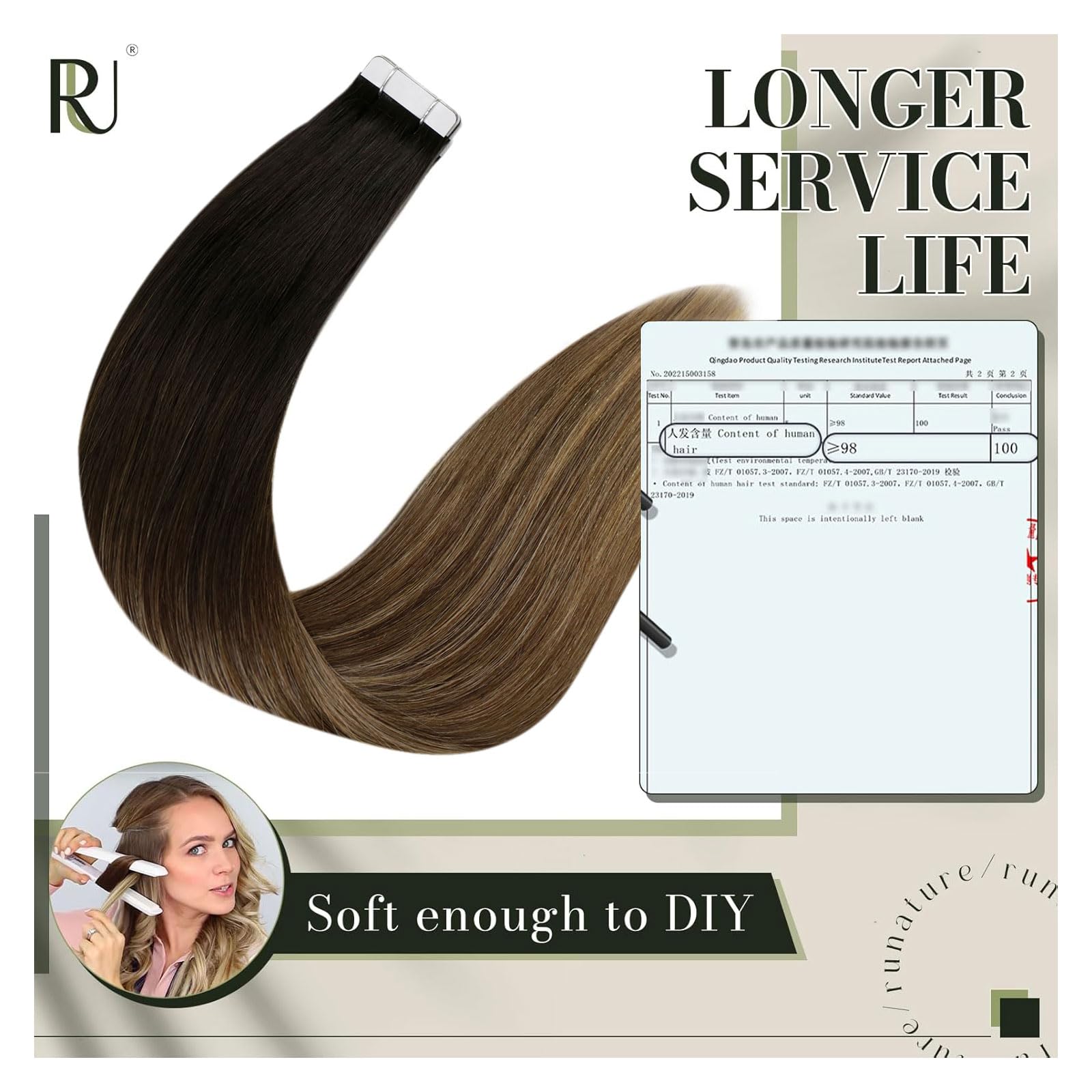 Runature 16 Inch Tape In Human Hair Extensions Balayage Black Hair Tape In Extensions Ombre Black Rooted To Brown Mix Caramel Bl