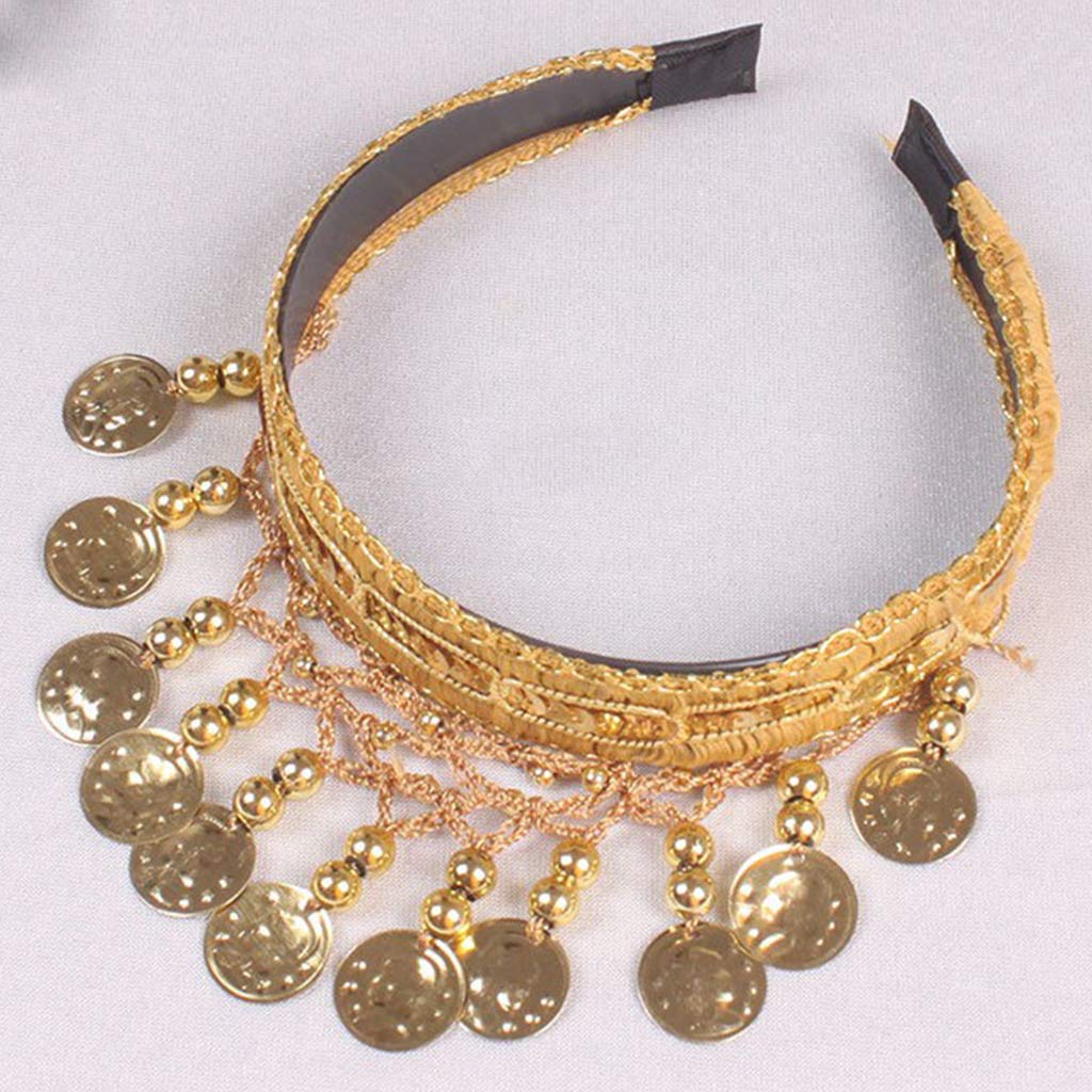 Atorse Belly Dance Tribal Coins Headband Festival Costume Headwear Jewelry Gold