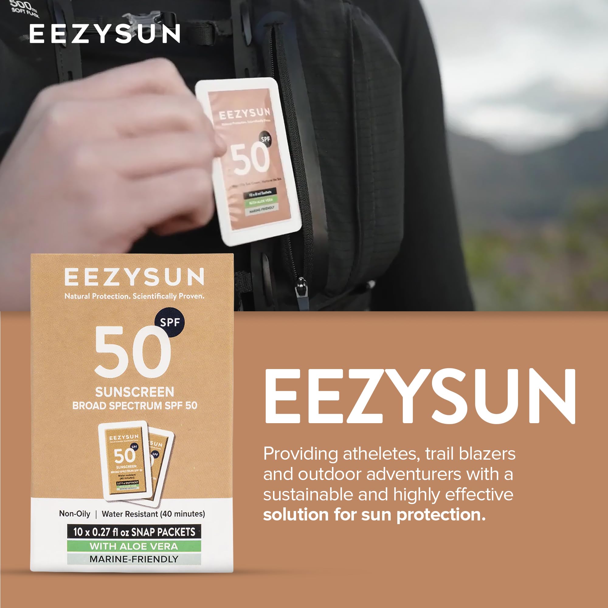EEZYSUN Mineral SPF 50 Travel Size Sunscreen Snap Packets | Infused with Aloe Vera | Vegan & Reef-Safe | Broad Spectrum, Non-Oil
