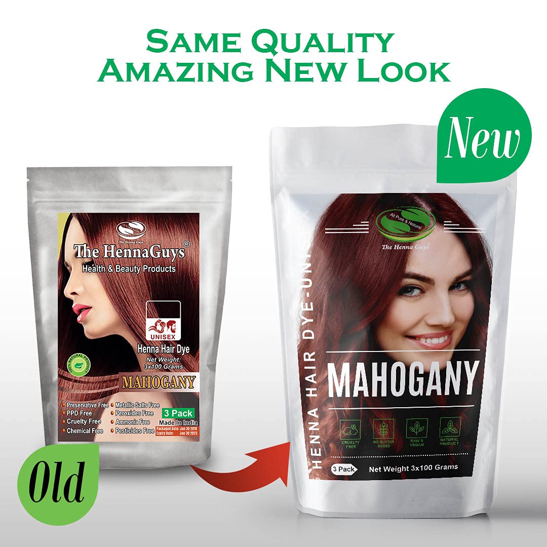MAHOGANY Henna Hair & Beard Dye/Color 3x100 Grams - The Henna Guys