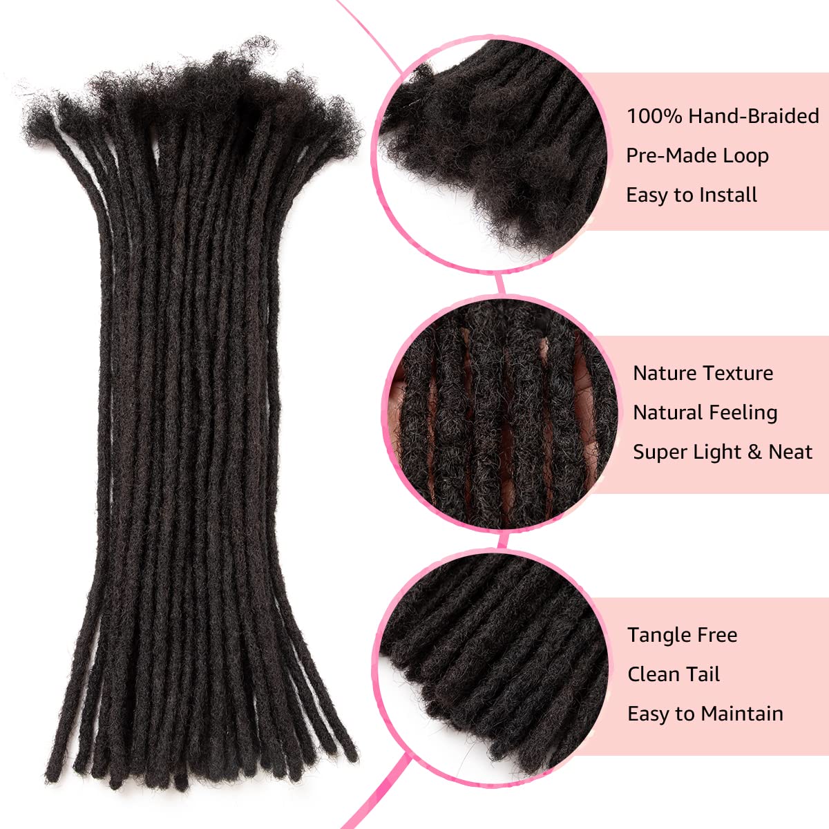 Teresa Small 0.4cm and Medium 0.8cm Width 10 Inch 70 Strands 100% Human Hair Dreadlock Extensions for Men/Women/Kids 0.4cm Width