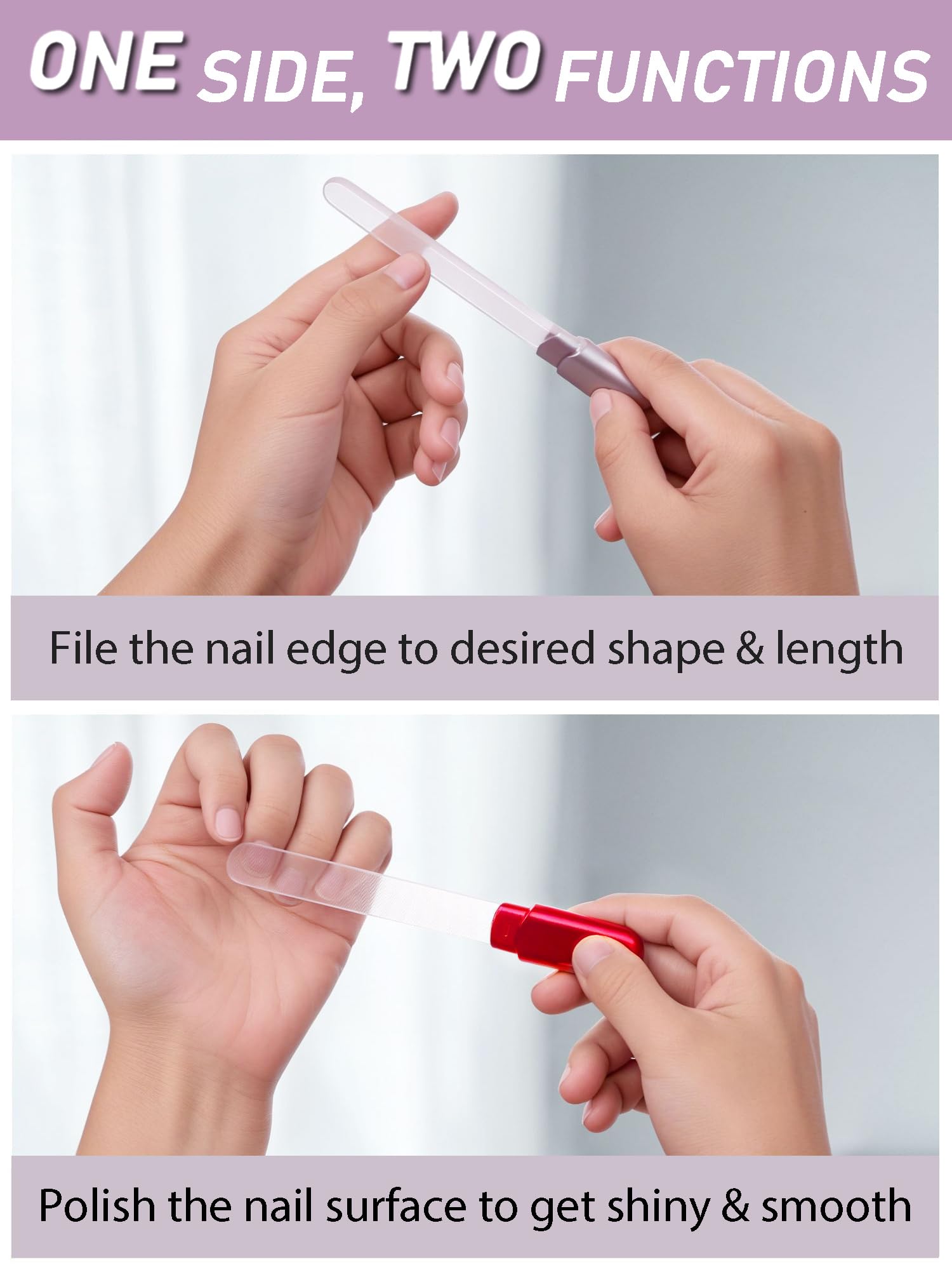 2 Packs Glass Nail Buffers With Case For Natural Nails, Glass Nail Files Shaping Nano Nail Shiners Crystal Polisher Manicure Too