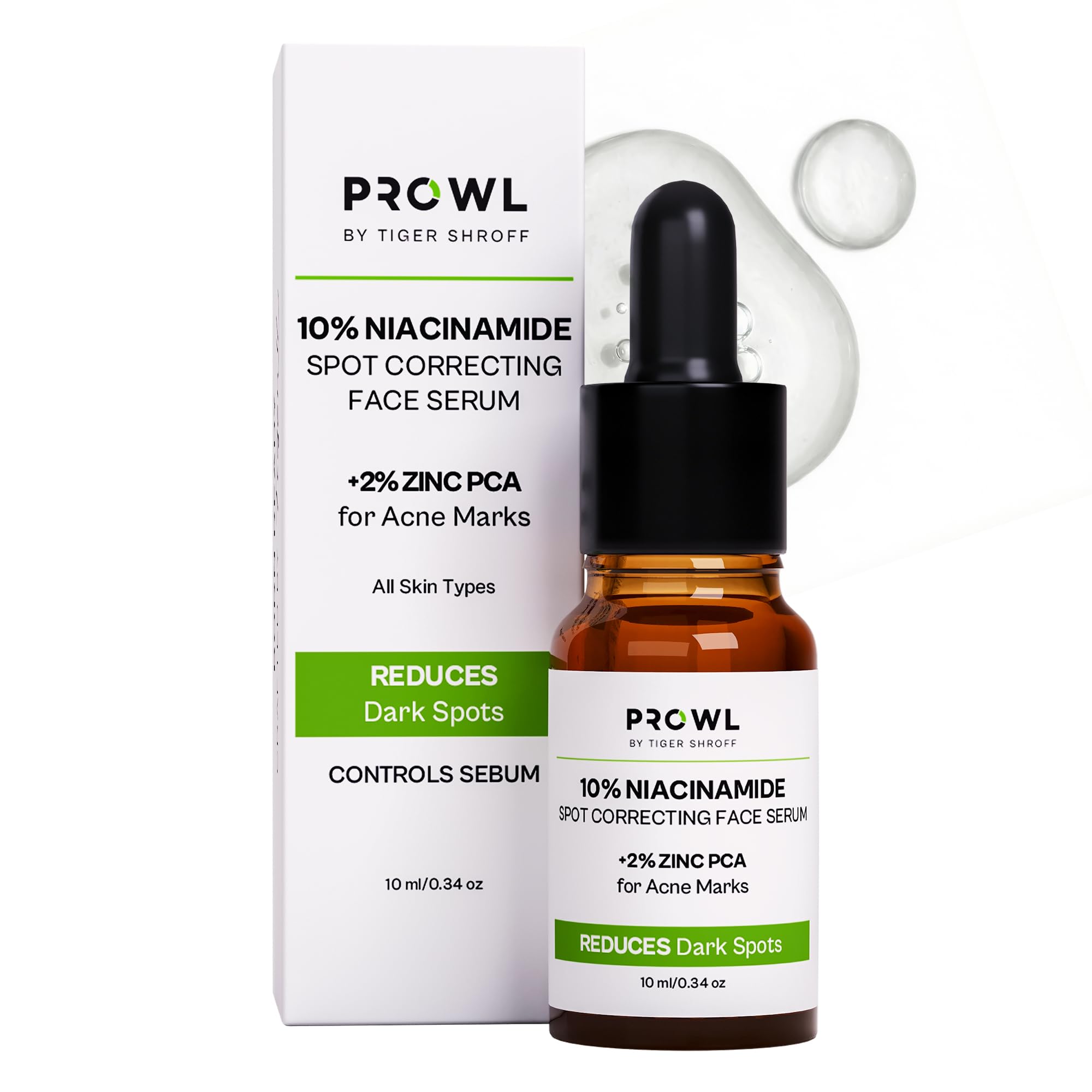 Prowl By Tiger Shroff 10% Niacinamide Serum With 2% Zinc Pca For Oily & Acne Prone Skin | Reduces Dark Spots, Pigmentation & Con