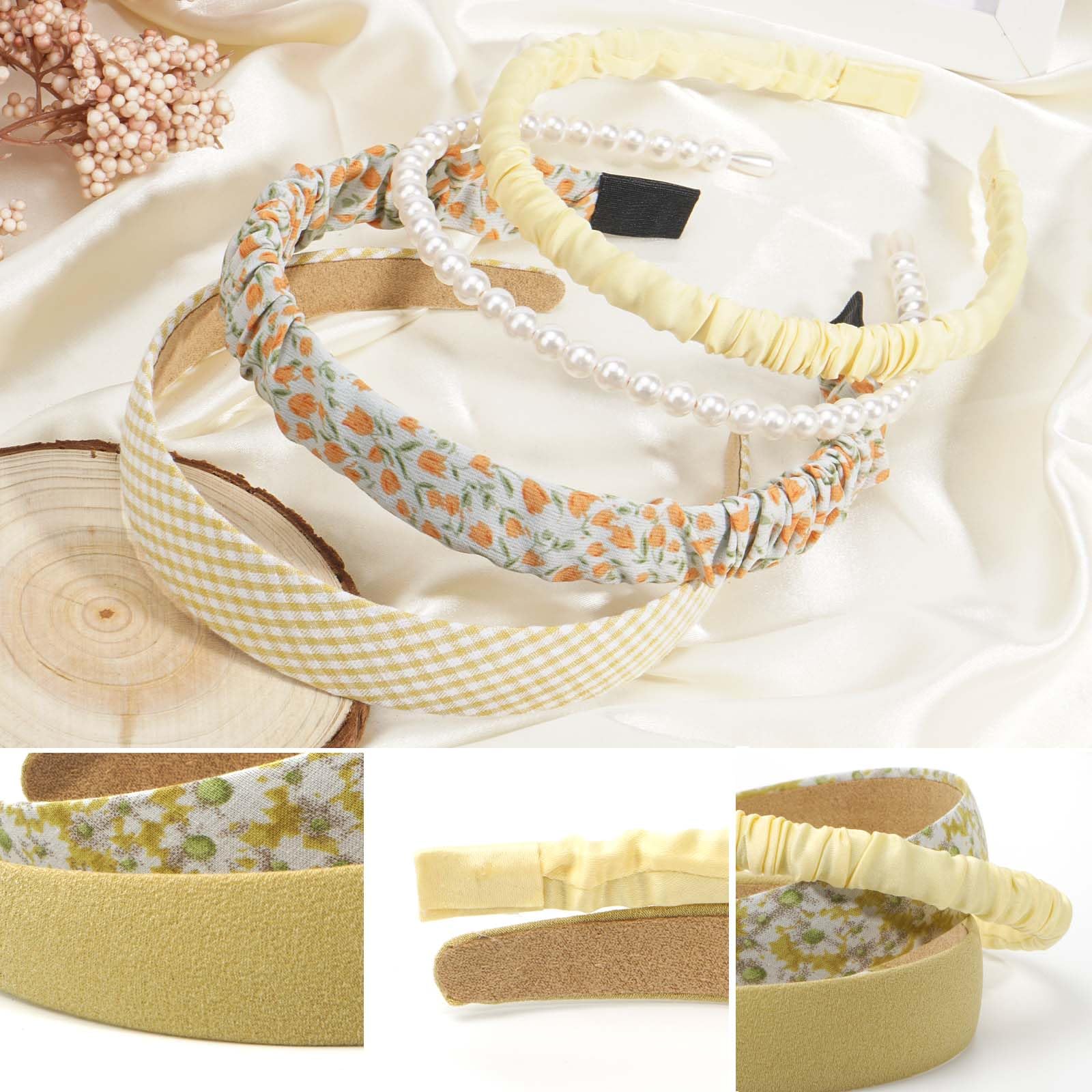 Kivzex Fashion Headbands For Women Pearl Headband Floral Headbands Padded Head Band Vintage Wide Hairband Hair Accessories For G