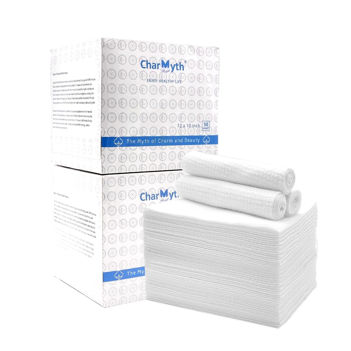Charmyth Disposable Face Towel, Clean Face Tissue Skin Towel 100 Count XL, Extra Thick Soft Disposable Makeup Remover Dry Wipes,