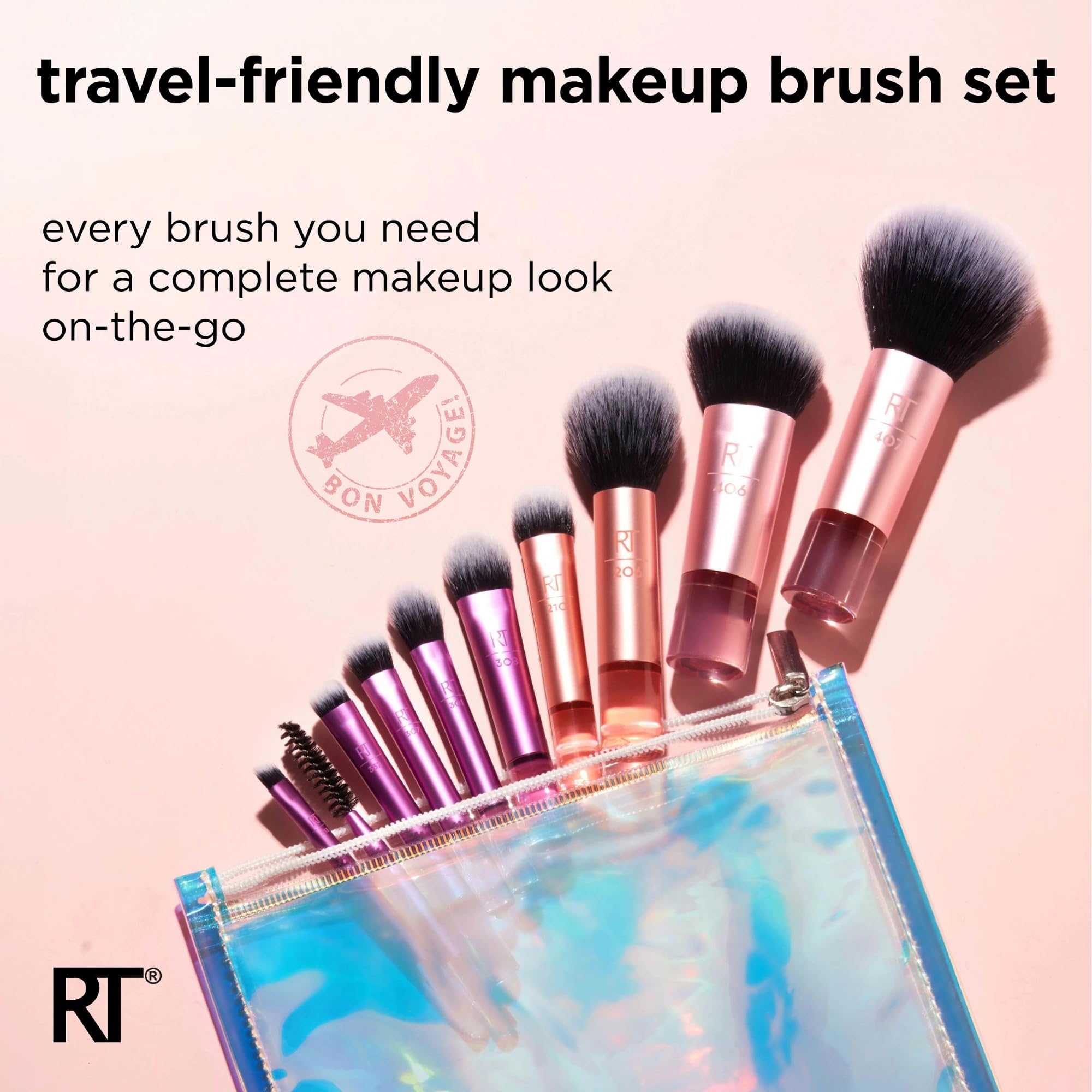 Real Technique Travel Fantasy Mini Brush Kit, Makeup Brushes For Eyeshadow, Highlight, Contour, Powder, & Concealer, Mini Sized