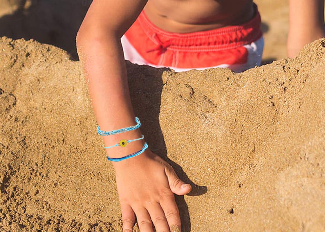 Long tiantian Blue Friendship Bracelets for Women Gifts Trendy Stuff Friendship Bracelets Waterproof Summer Ankle Bracelets Outf