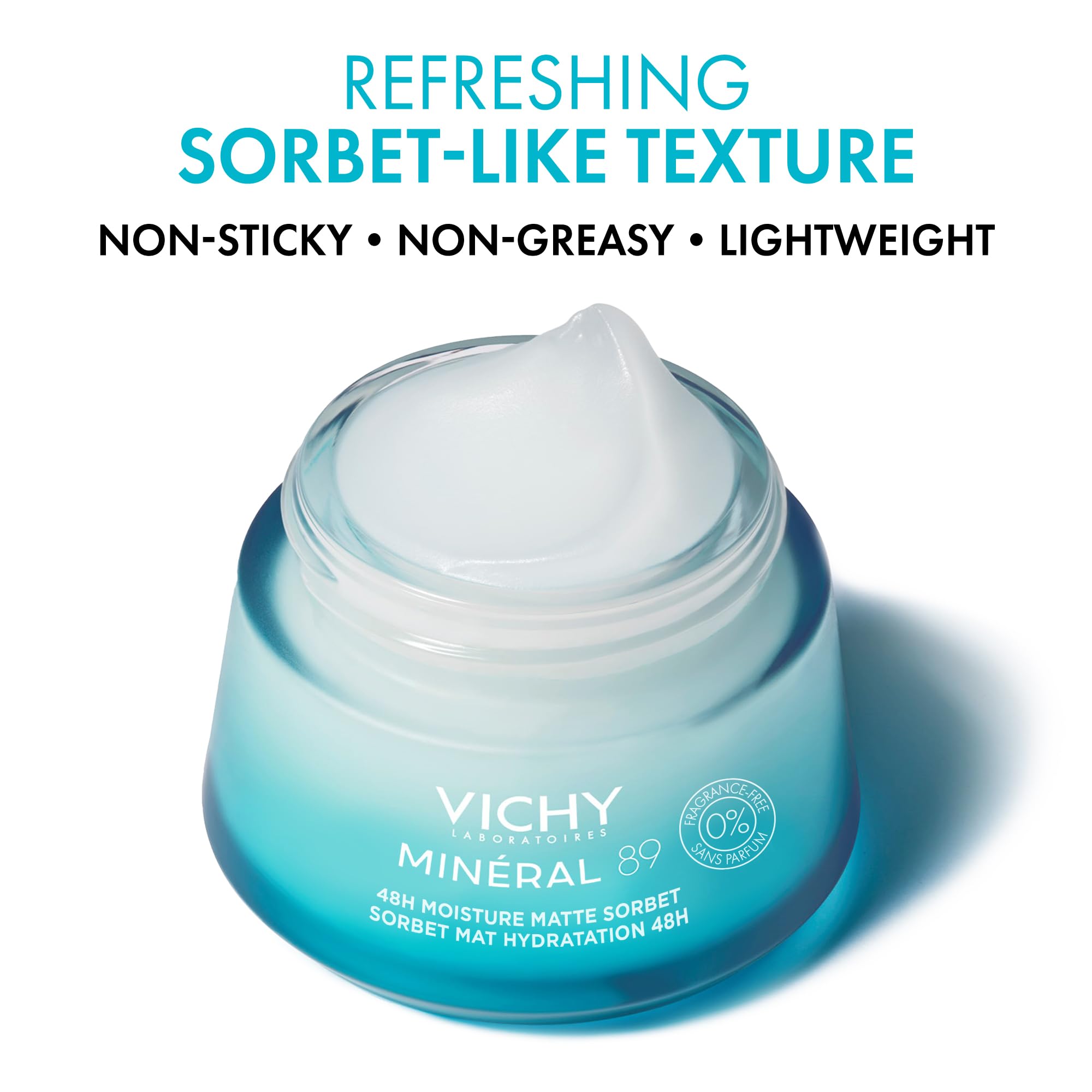 Vichy Min  ral 89 Matte Sorbet Face Moisturizer For Oily Skin, Mattifying Moisturizer, Hyaluronic Acid + Niacinamide + Salicylic