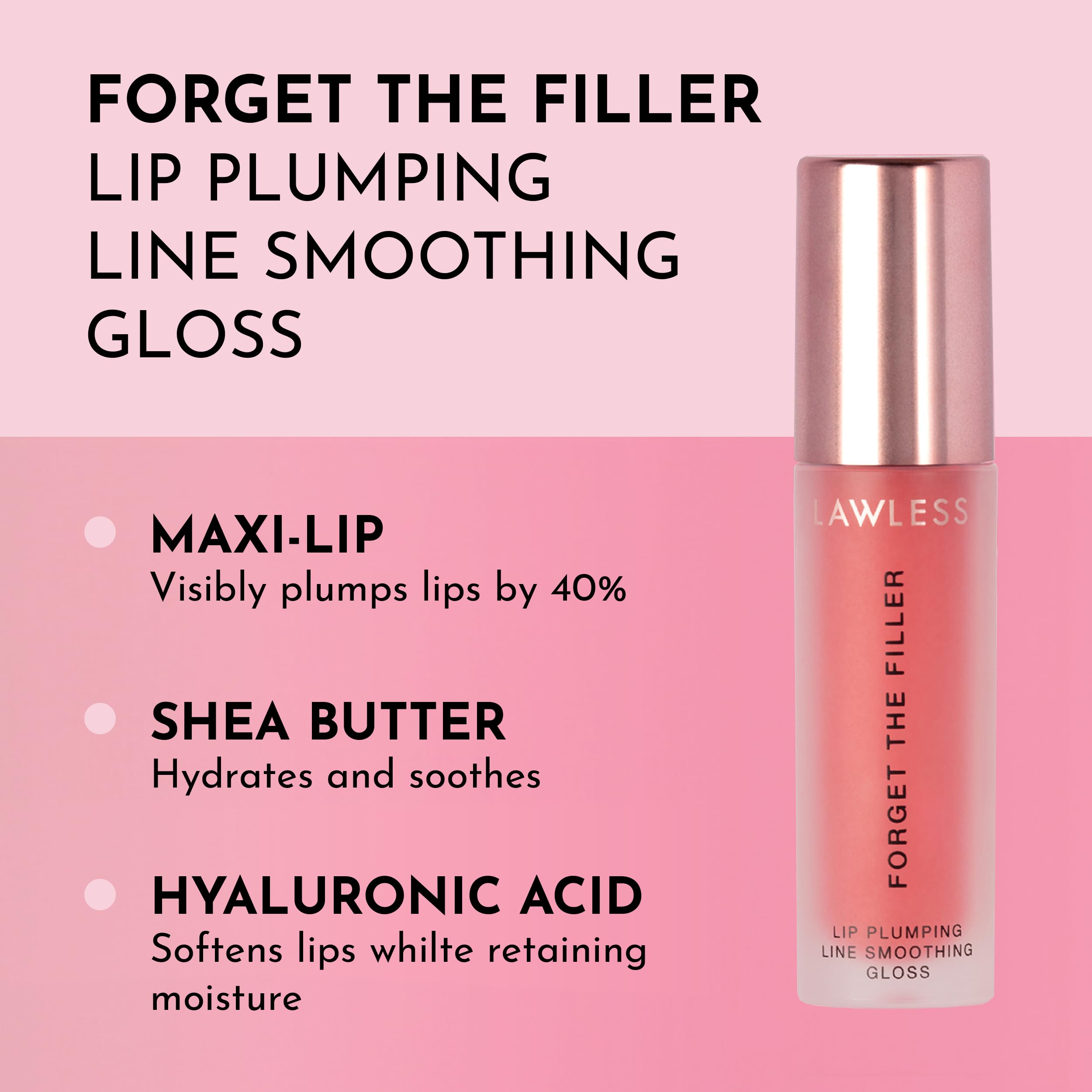 Lawless Lip Plumping Gloss - Cherry Vanilla - 0.11 oz - Volumizing, Hydrating, Smoothing Formula